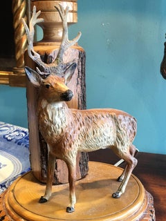American Adirondack Deer Lamp with Hand-Painted Brass Screen Shade