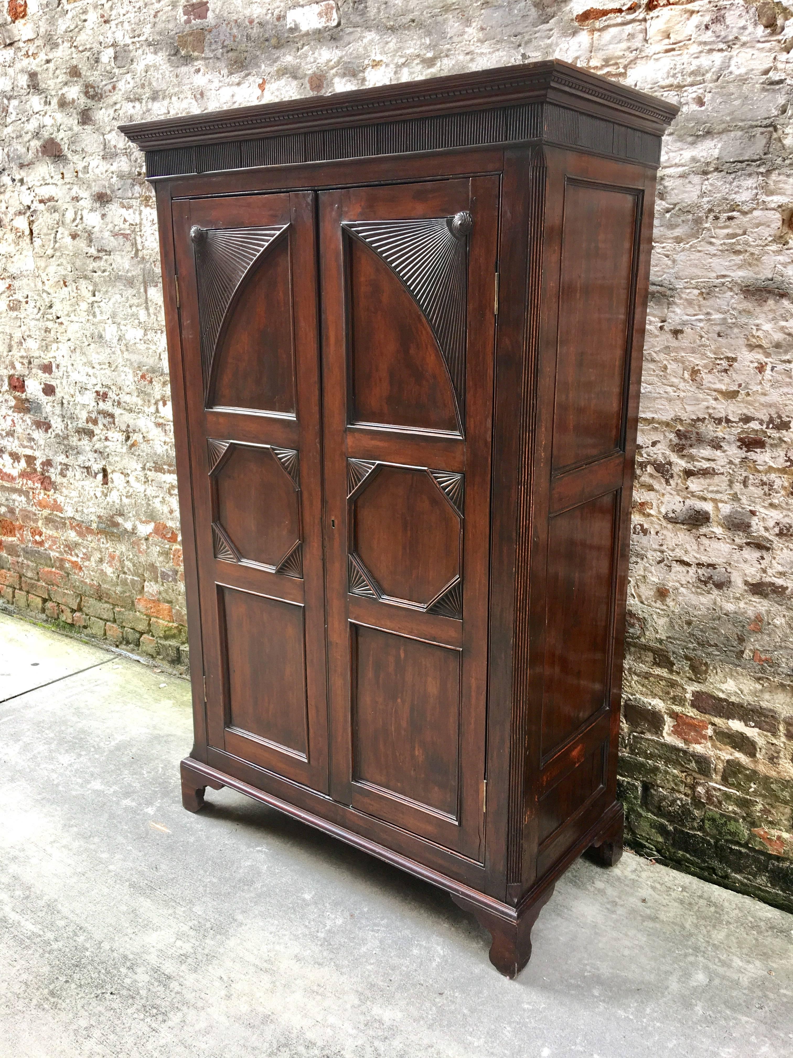 West Indian Mahogany Small-Scale Armoire with Bottom Drawers, circa 1820 In Good Condition In Charleston, SC