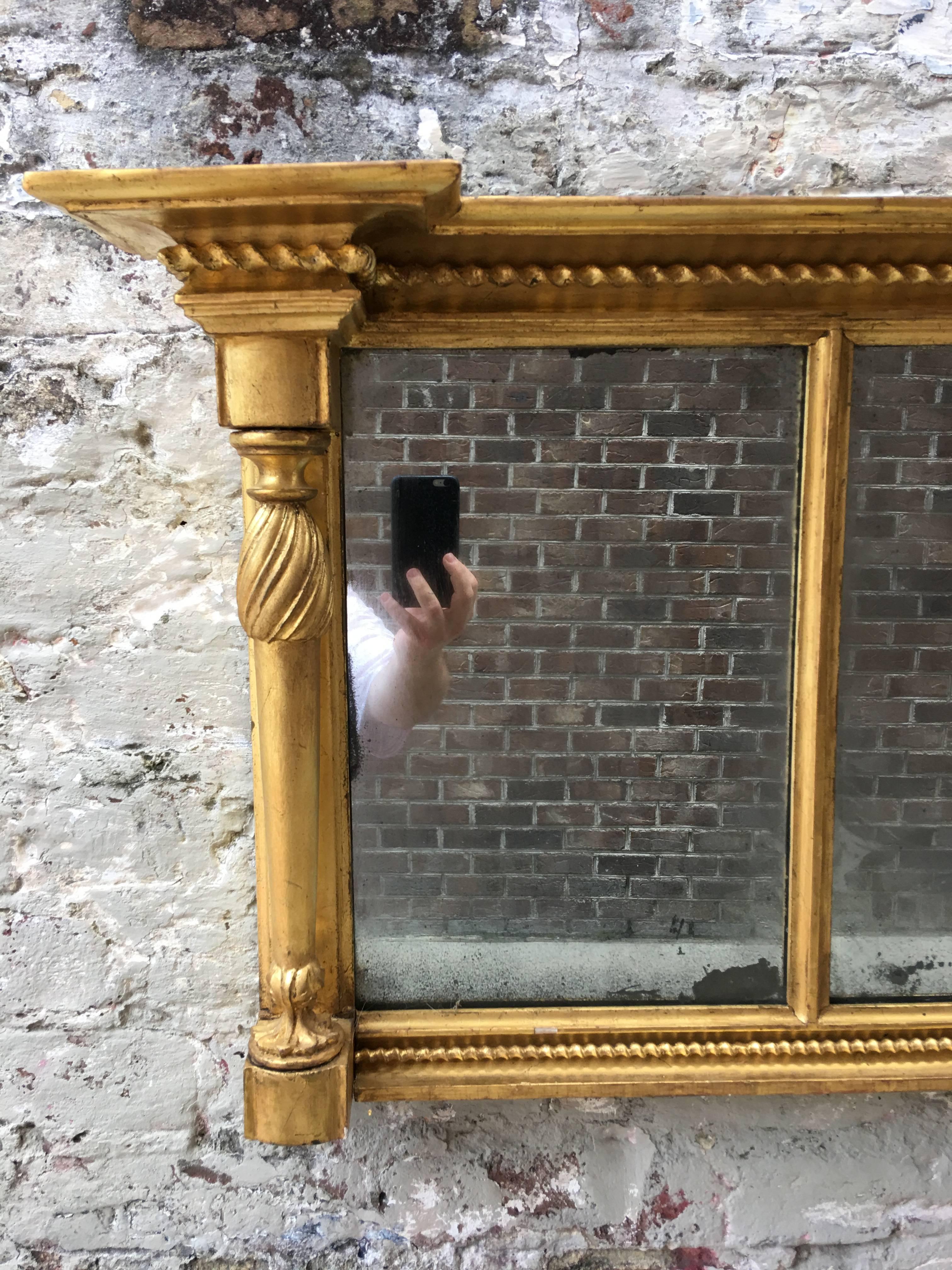 English three panel overmantel mirror In Good Condition In Charleston, SC
