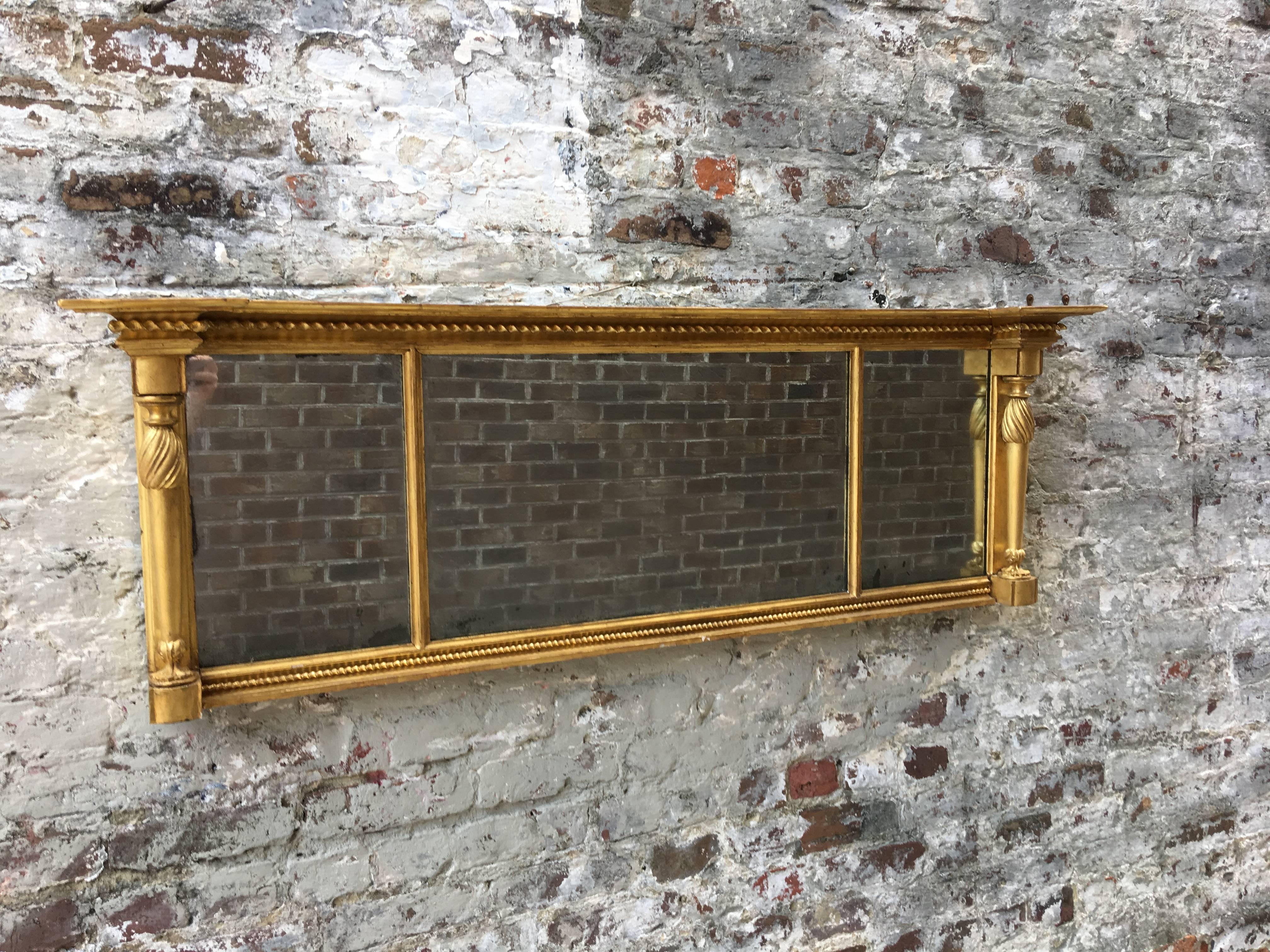 English three panel overmantel mirror c.1840