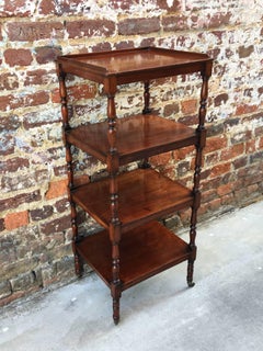 Four-Tier Small English Etagere on Casters, Early 19th Century