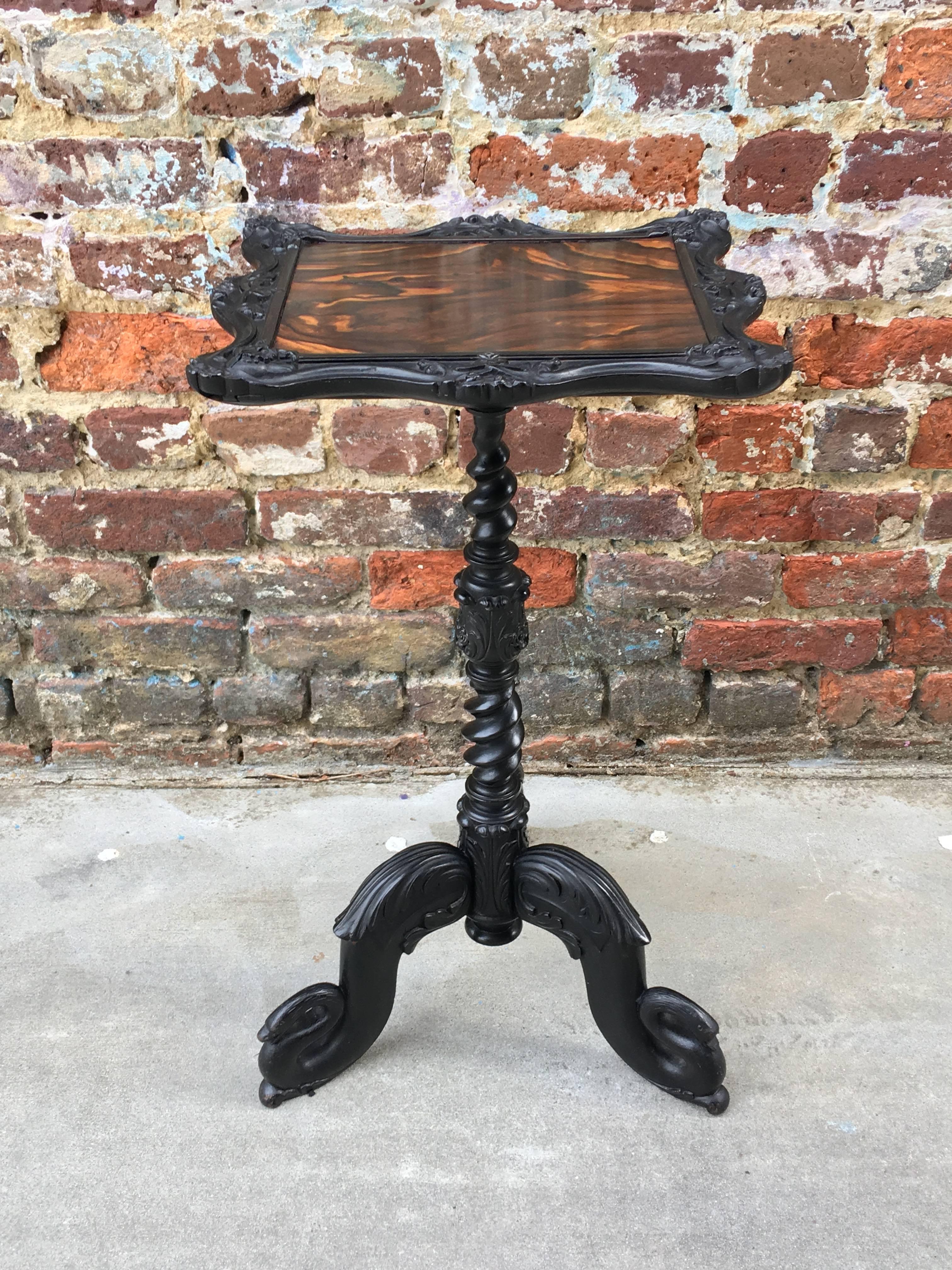 Highly Carved Anglo-Indian Candlestand with Coromandel Top In Excellent Condition In Charleston, SC