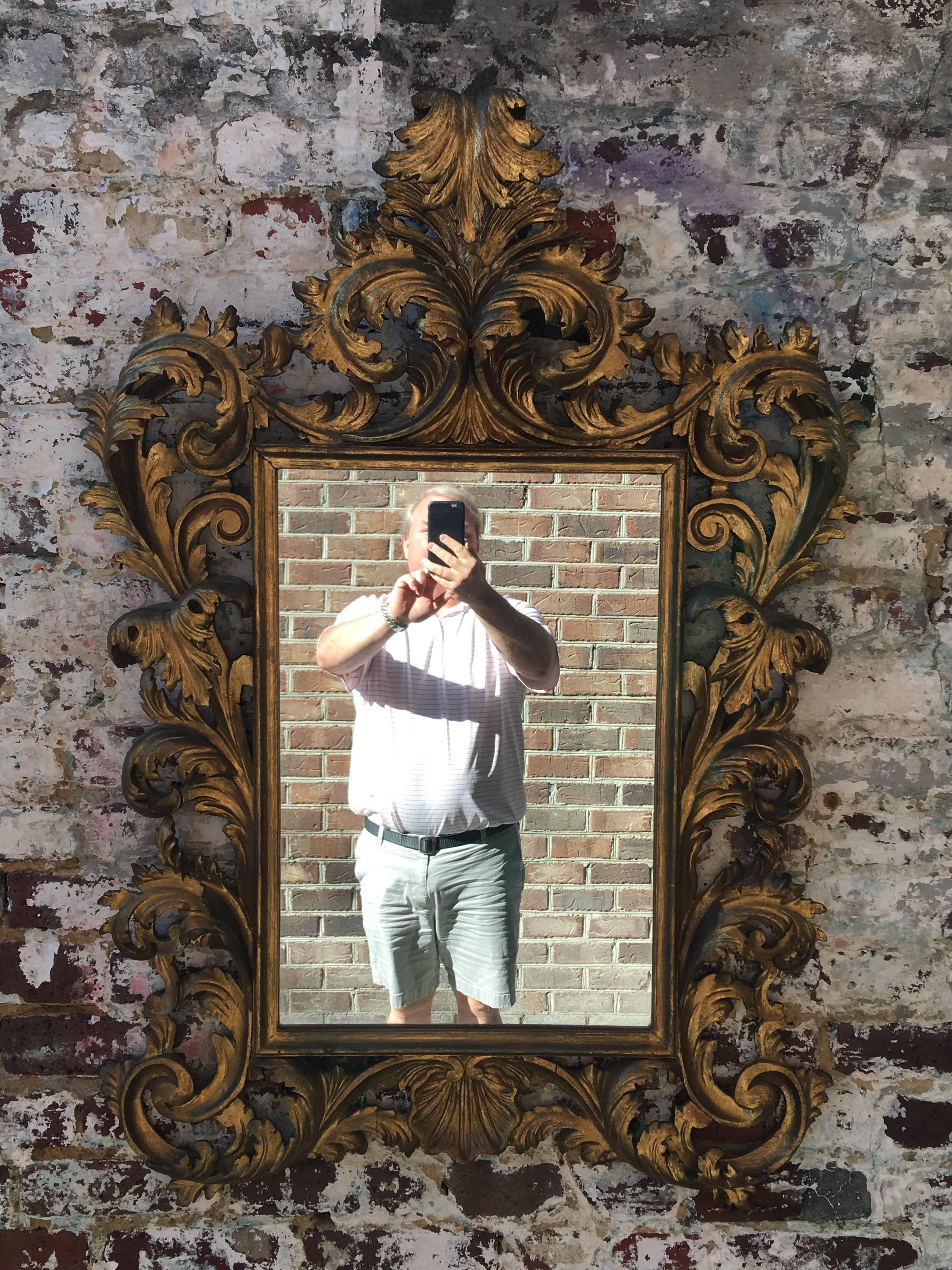 Italian Ornately Carved Late 19th Century Gold Gilt Mirror