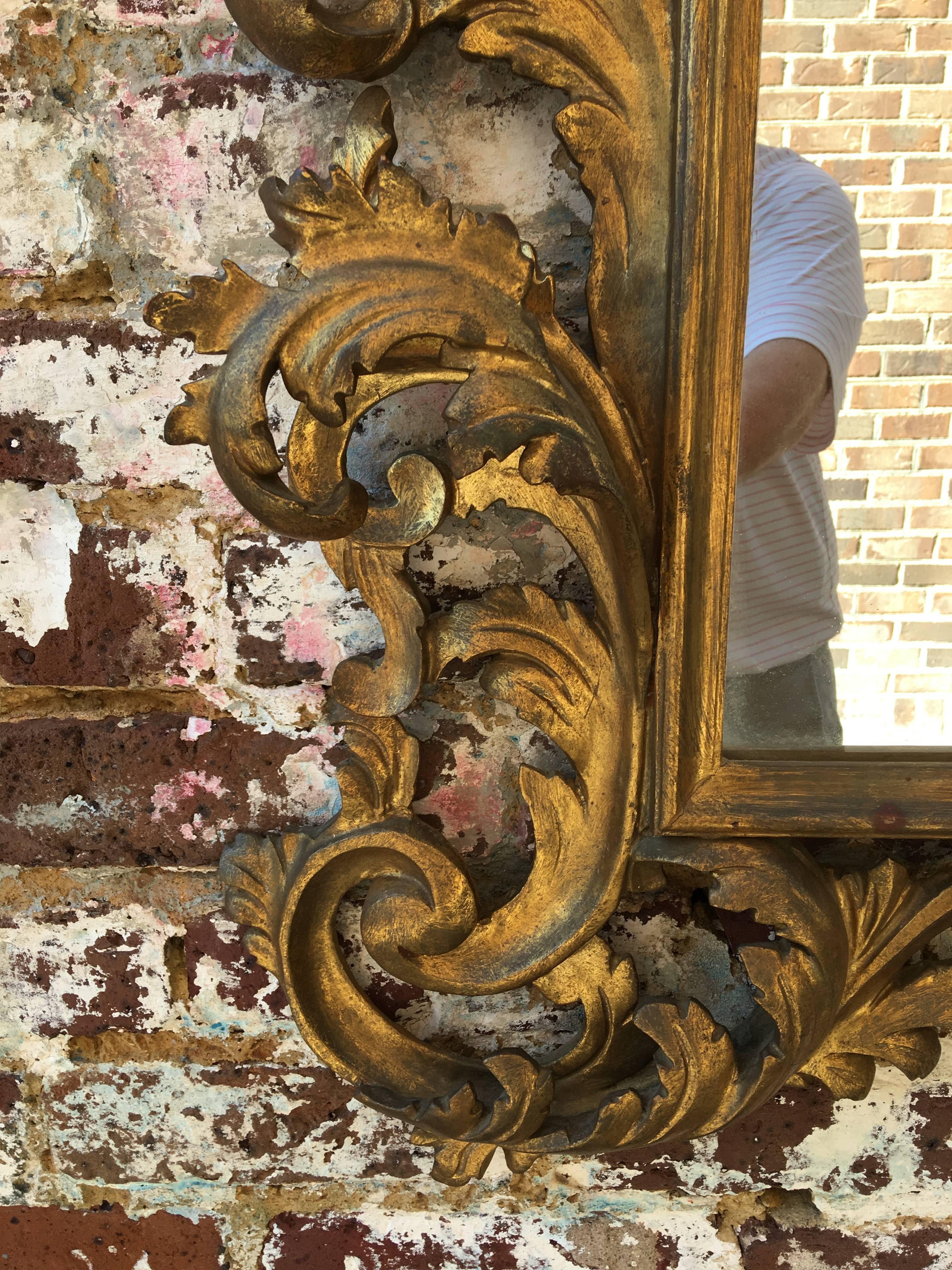 Ornately Carved Late 19th Century Gold Gilt Mirror 3