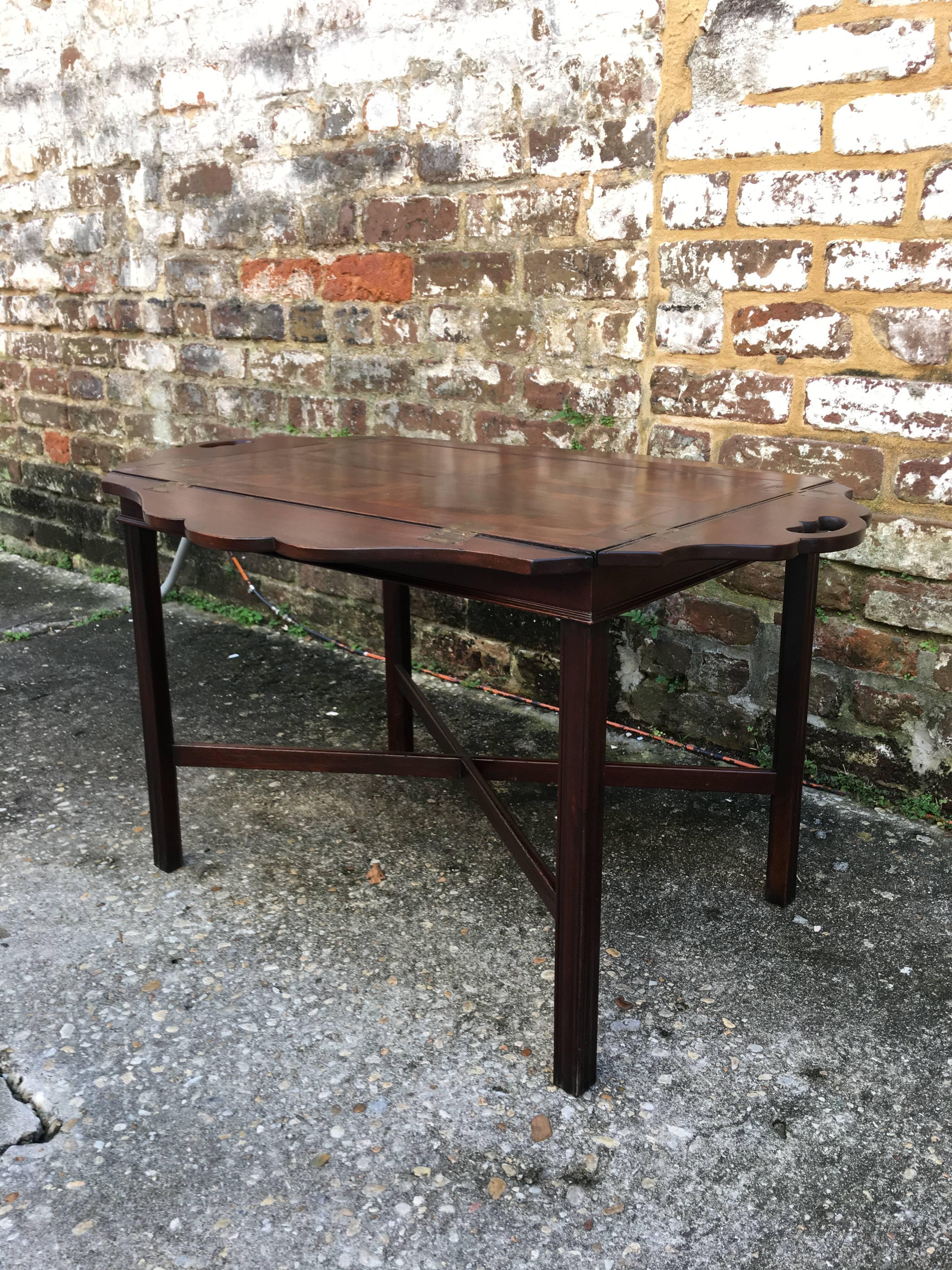 English Mahogany Butlers Tray on Stand 2