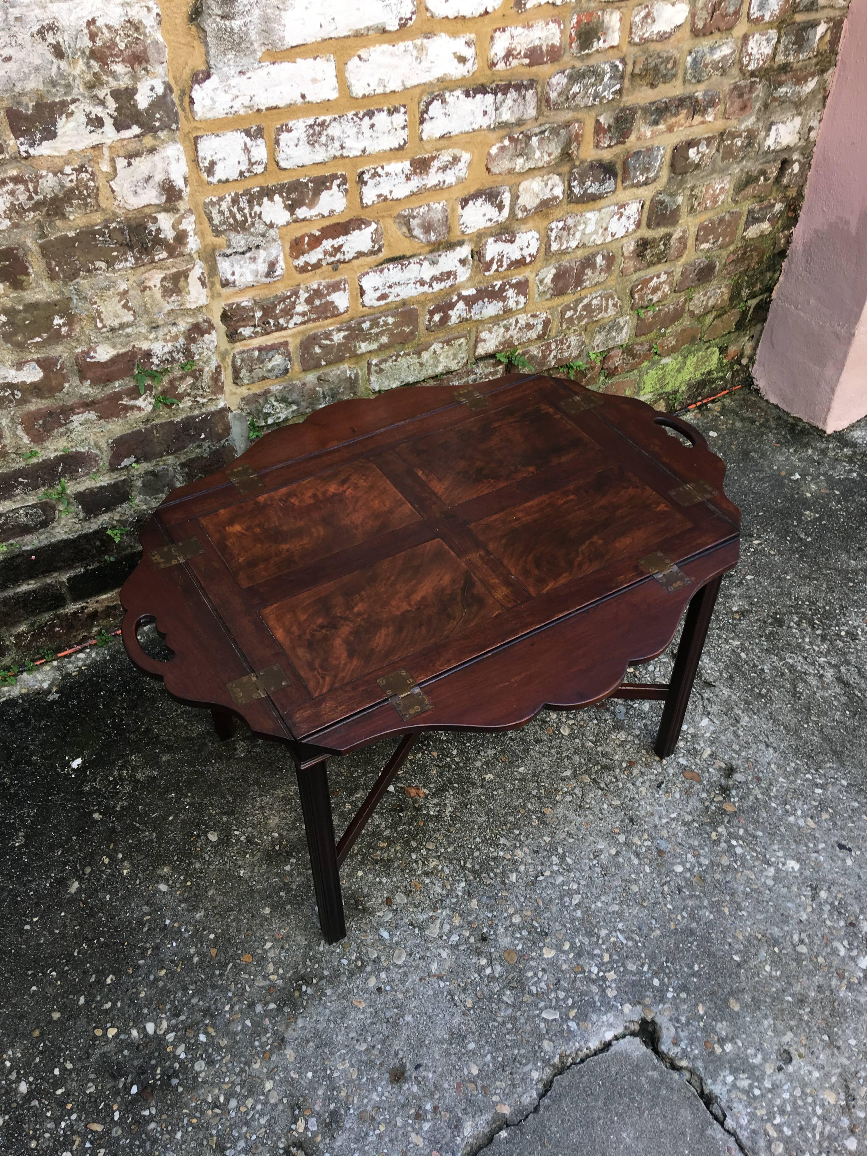 18th Century English Mahogany Butlers Tray on Stand