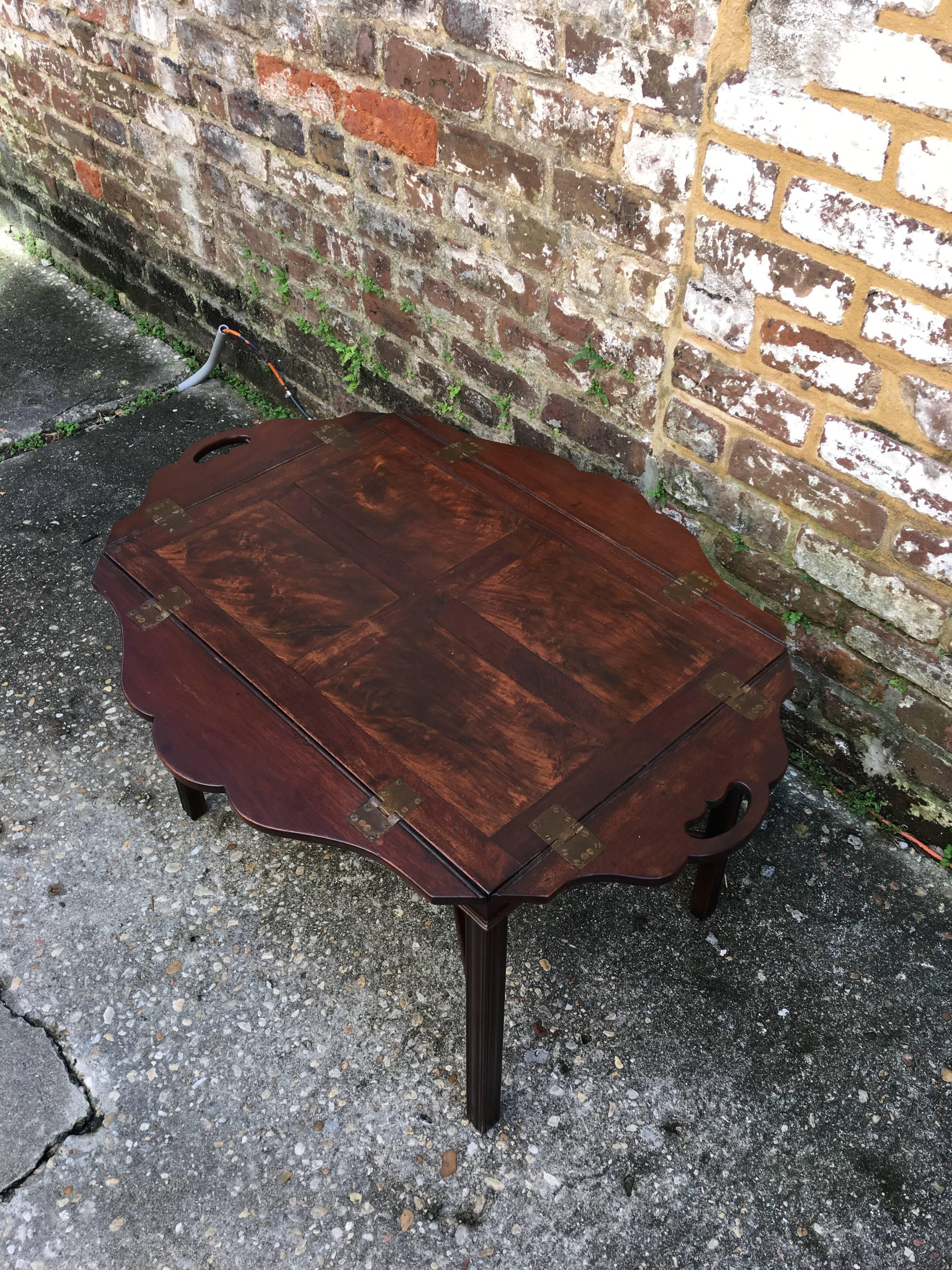 English Mahogany Butlers Tray on Stand 1