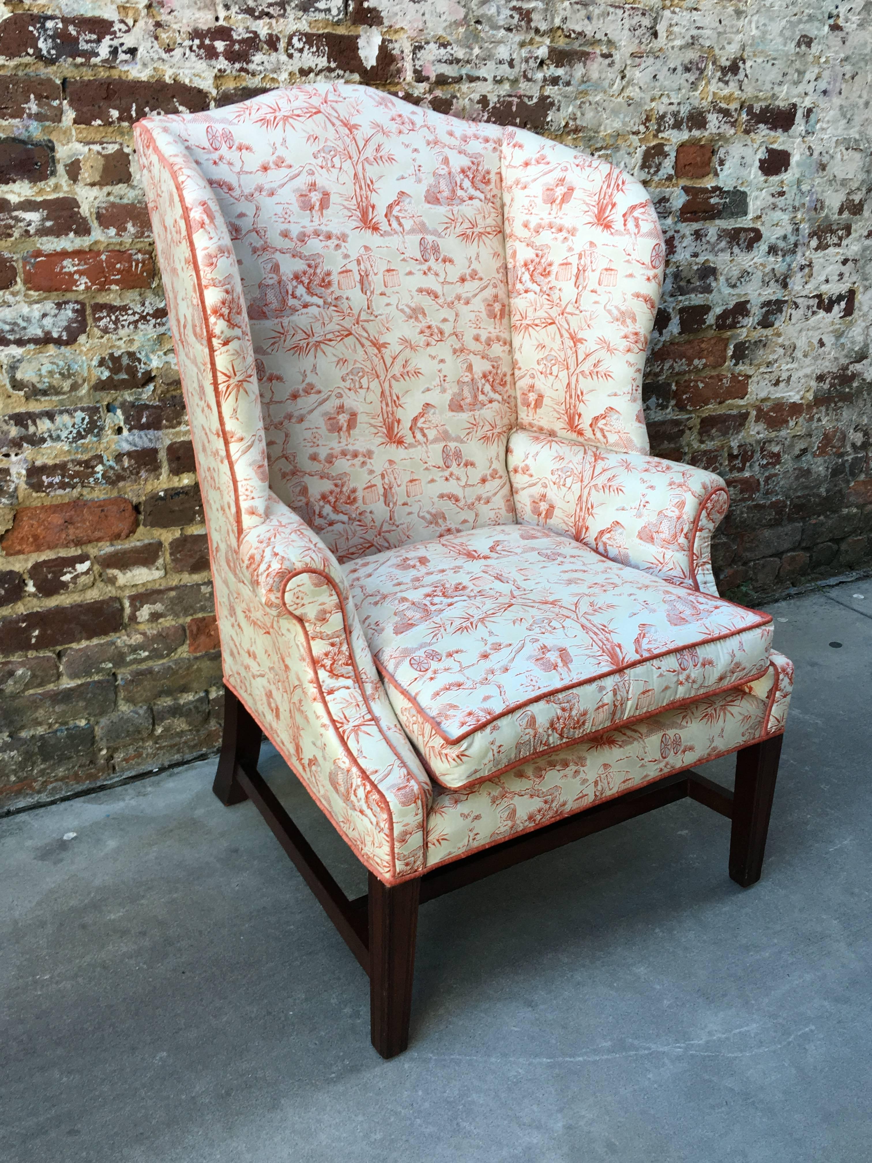 English Mahogany Wingback Chair, Mid-19th Century 3