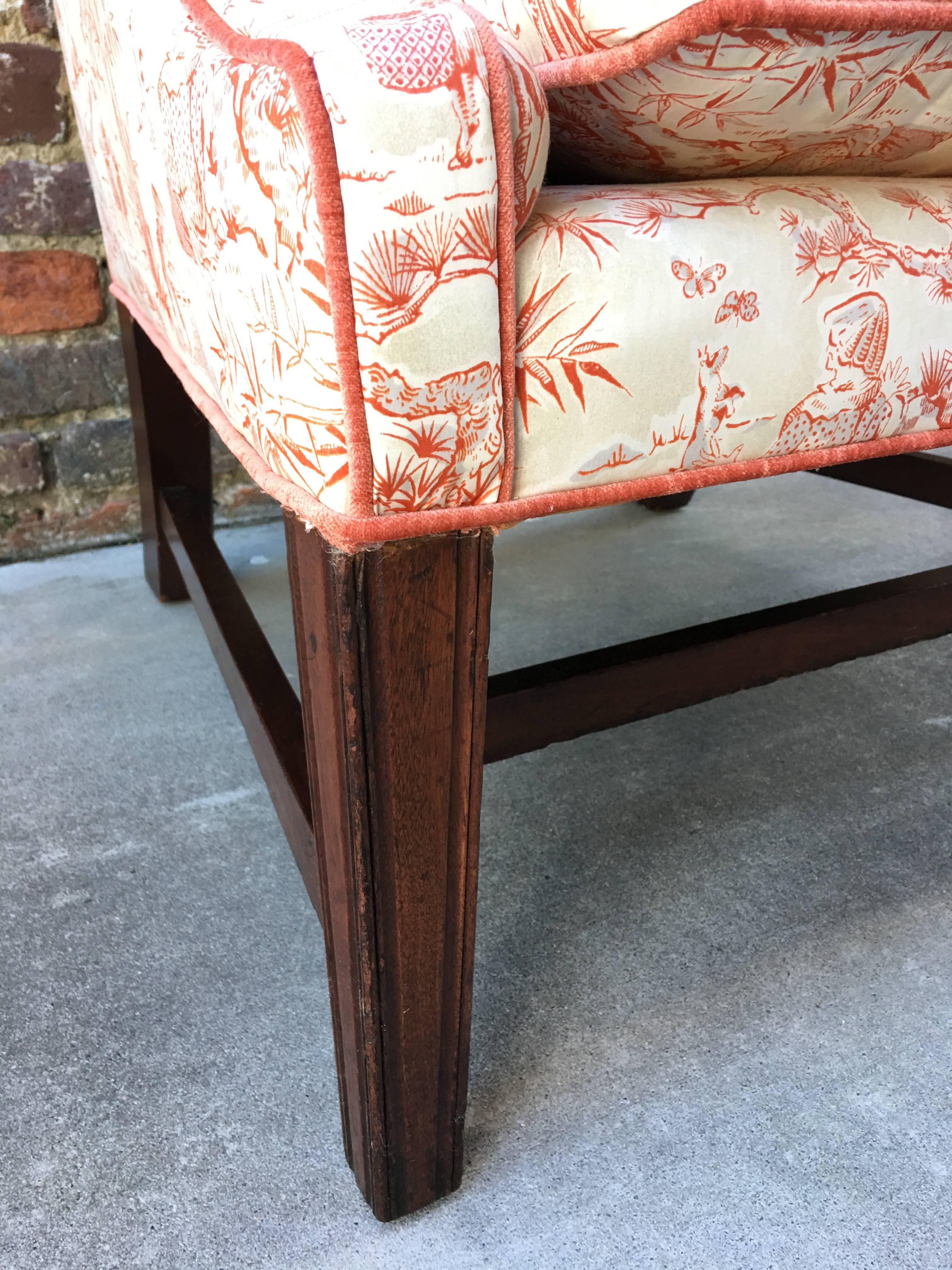 English Mahogany Wingback Chair, Mid-19th Century In Excellent Condition In Charleston, SC