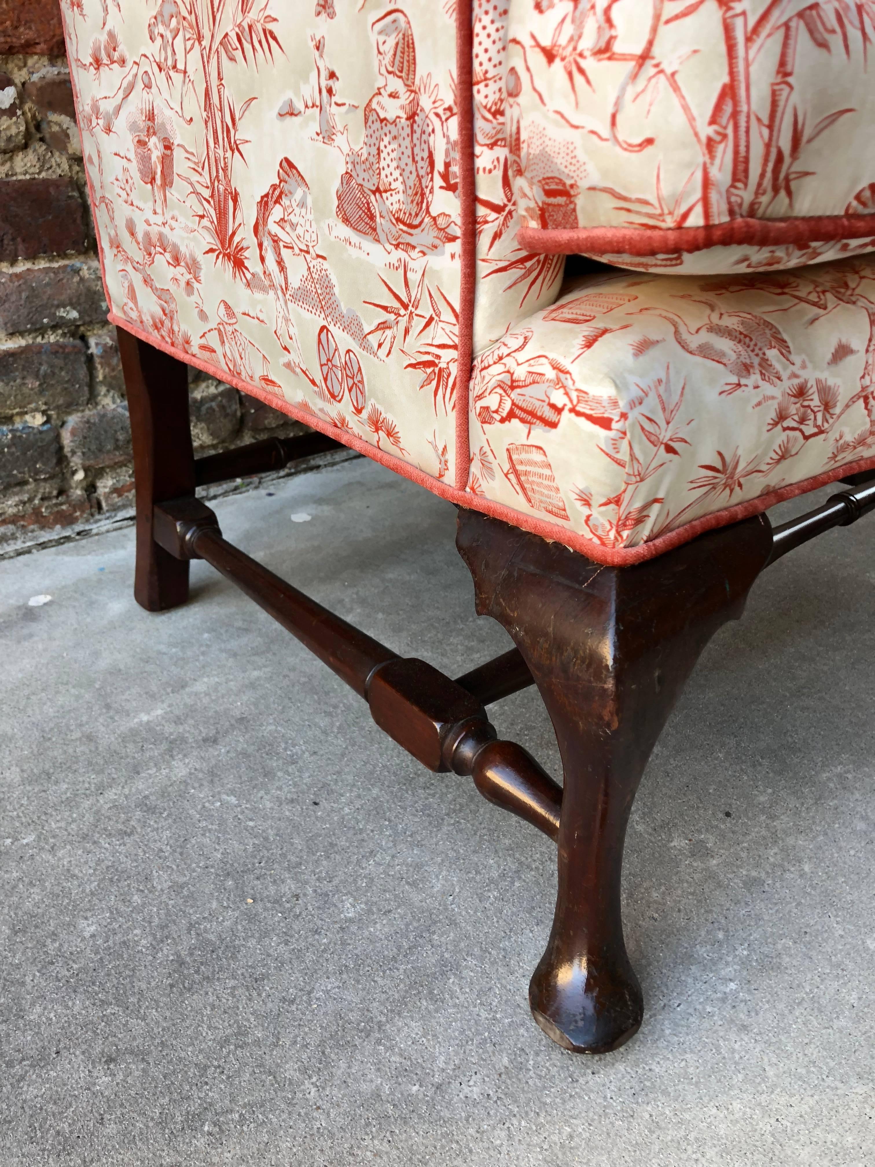 English Queen Anne Style Mahogany Wingback Chair 1