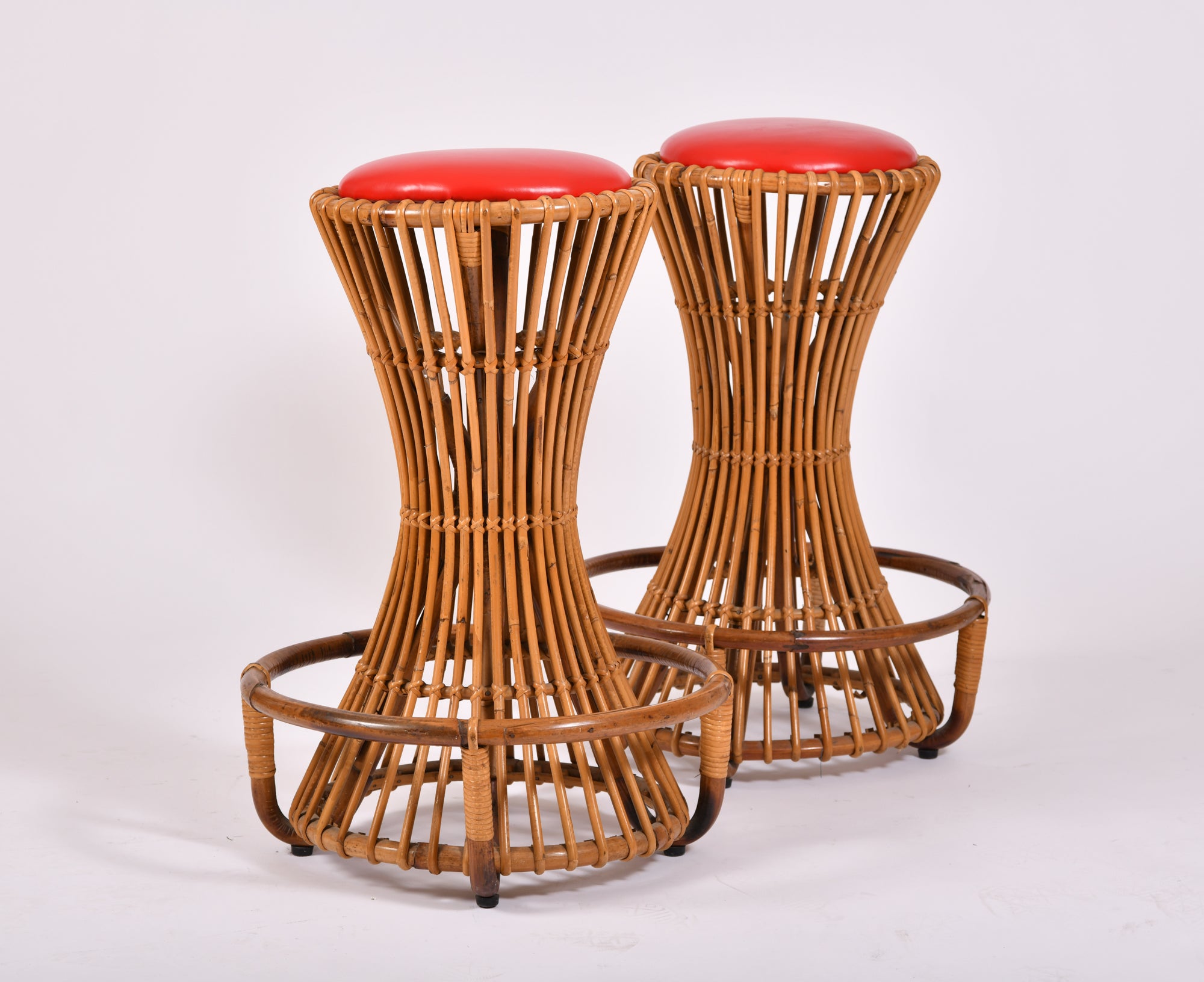 Pair Of Bonacina Rattan Bar Stools Circa 1950 For At 1stdibs