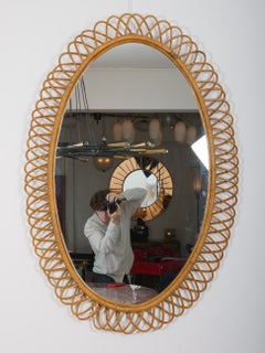 Large cane /rattan wall mirror