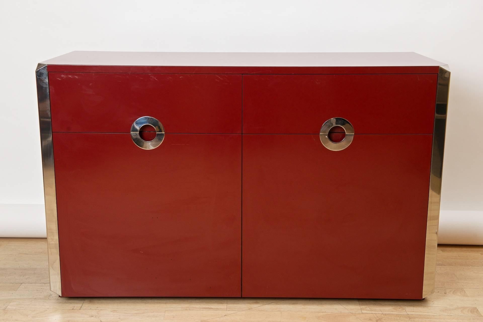 Mid-Century Modern Willy Rizzo Credenza in Red