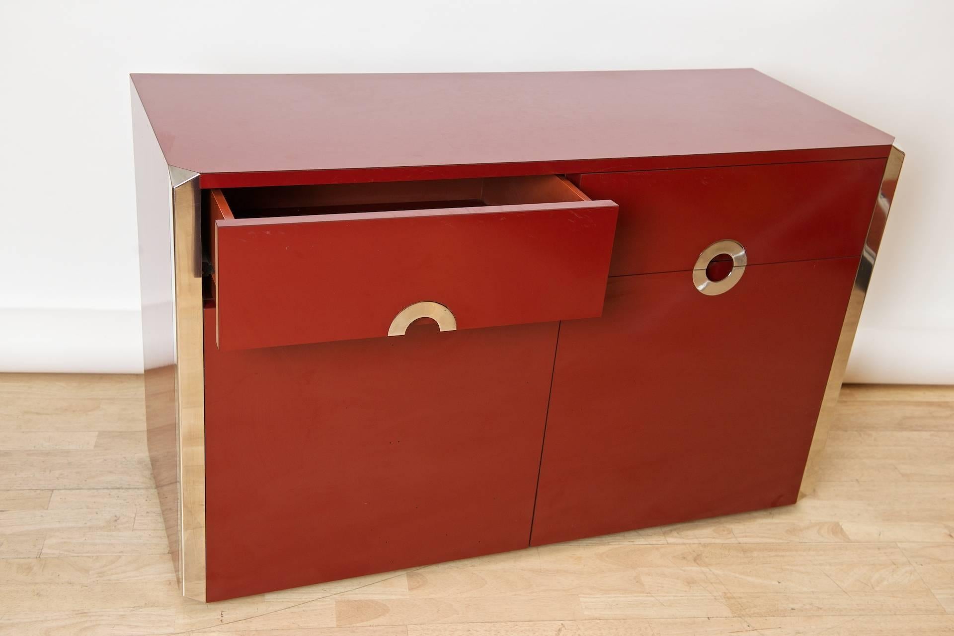 Italian Willy Rizzo Credenza in Red