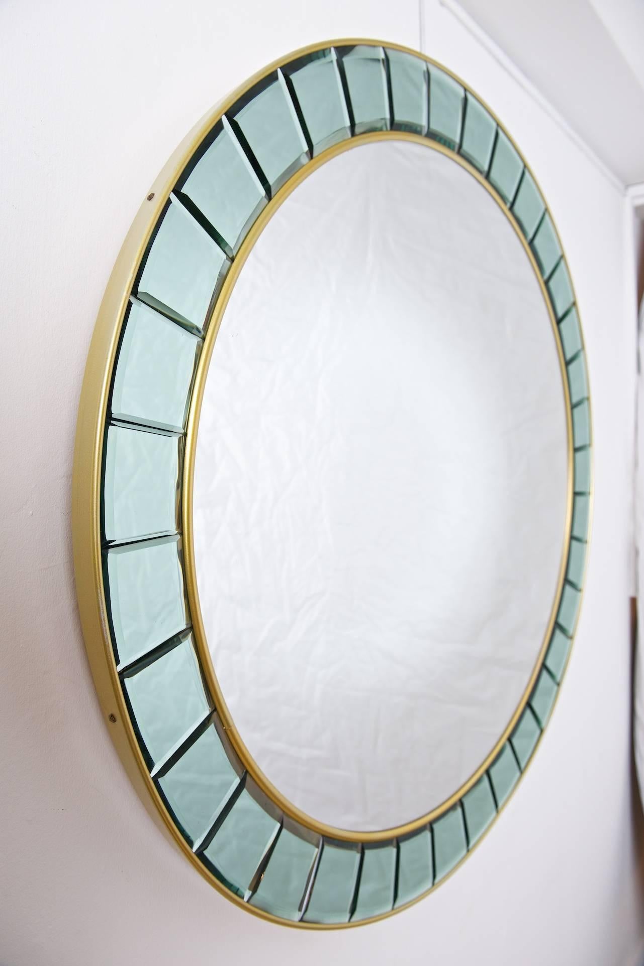 Mid-Century Modern Large Round Mirror style of Cristal Arte