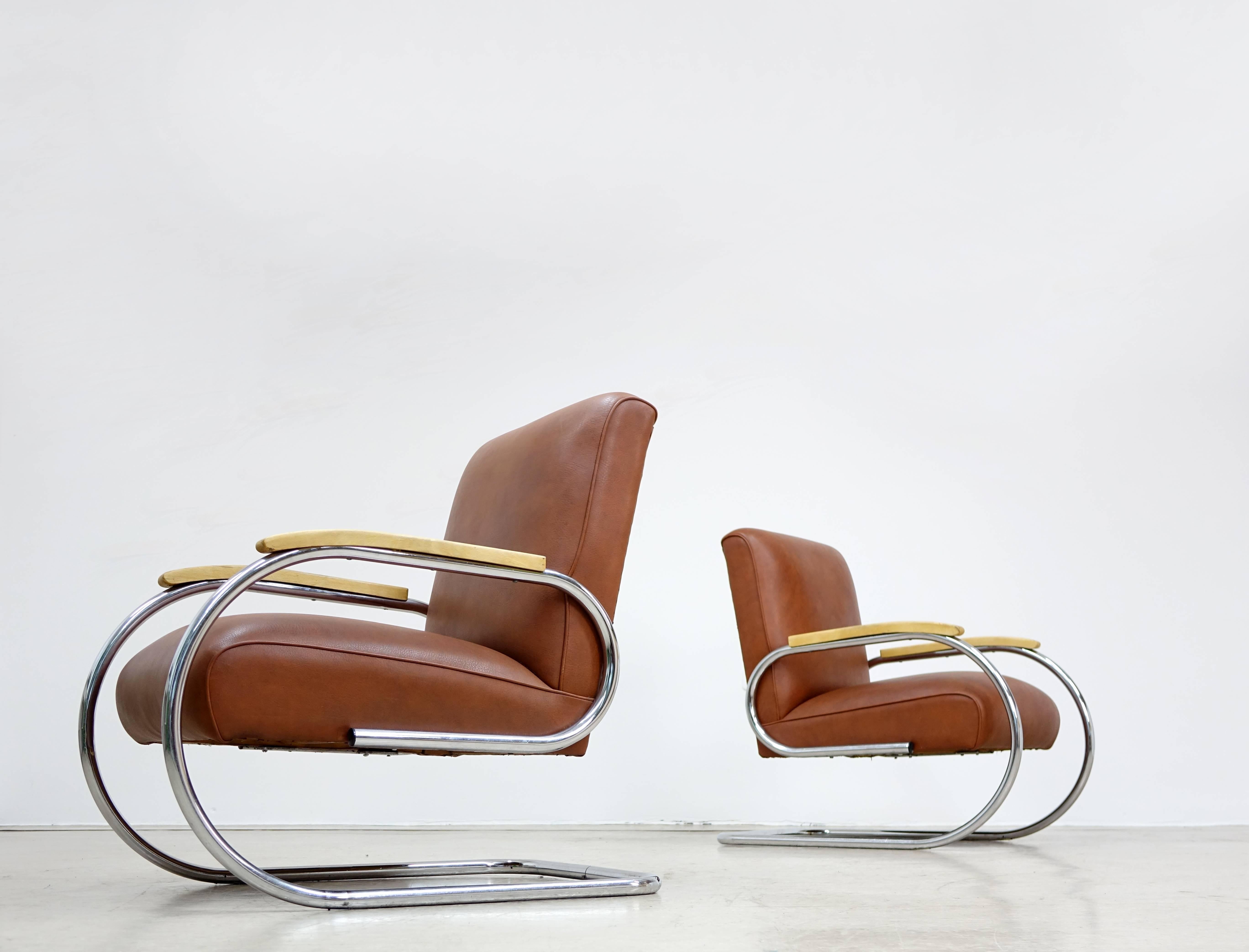 Début du 20ème siècle Tubax Easy Chair Bauhaus 1920 Steel Tube Lounge Chair Breuer Art Deco