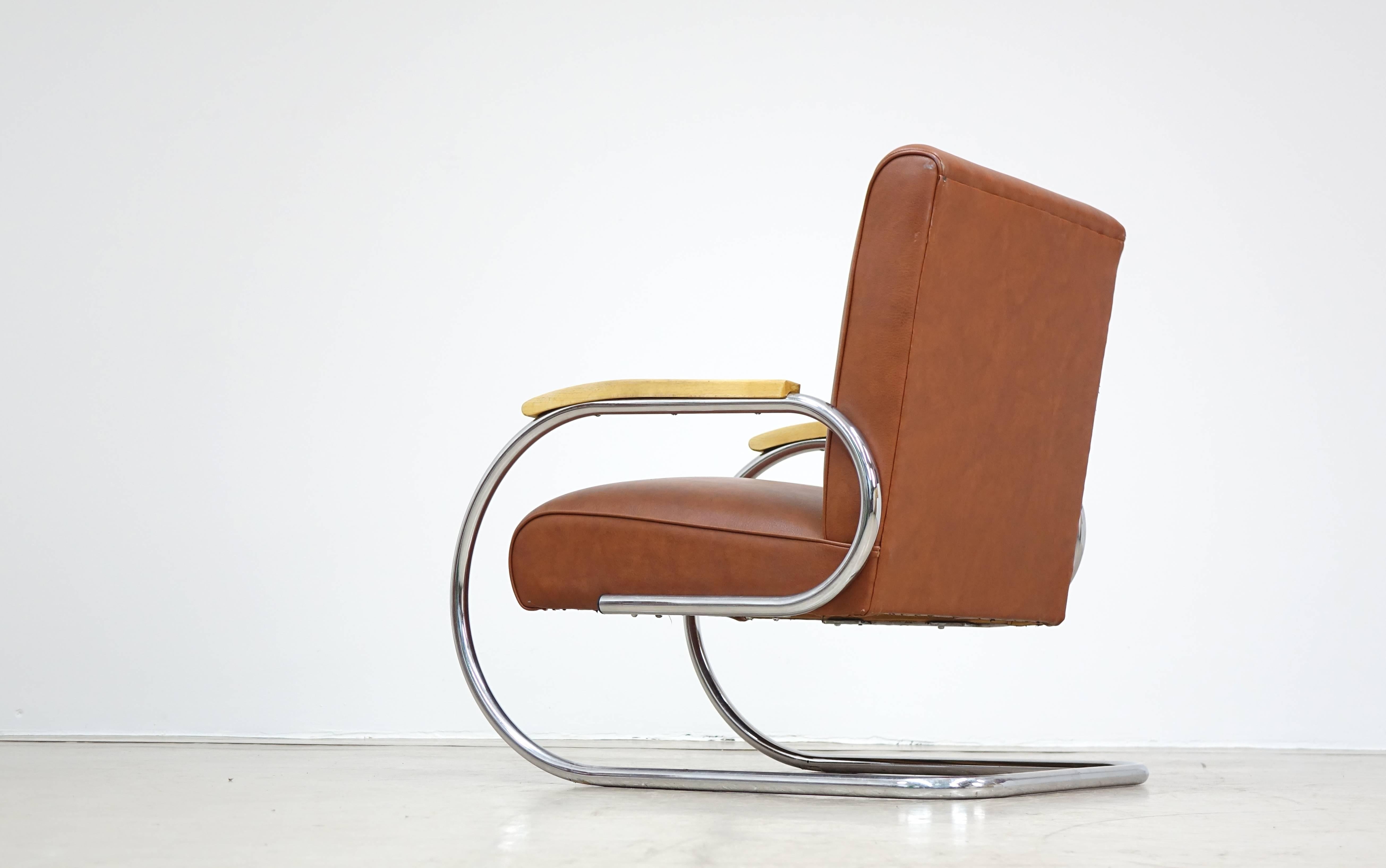 Belgian Tubax Easy Chair Bauhaus 1920 Steel Tube Lounge Chair Breuer Art Deco