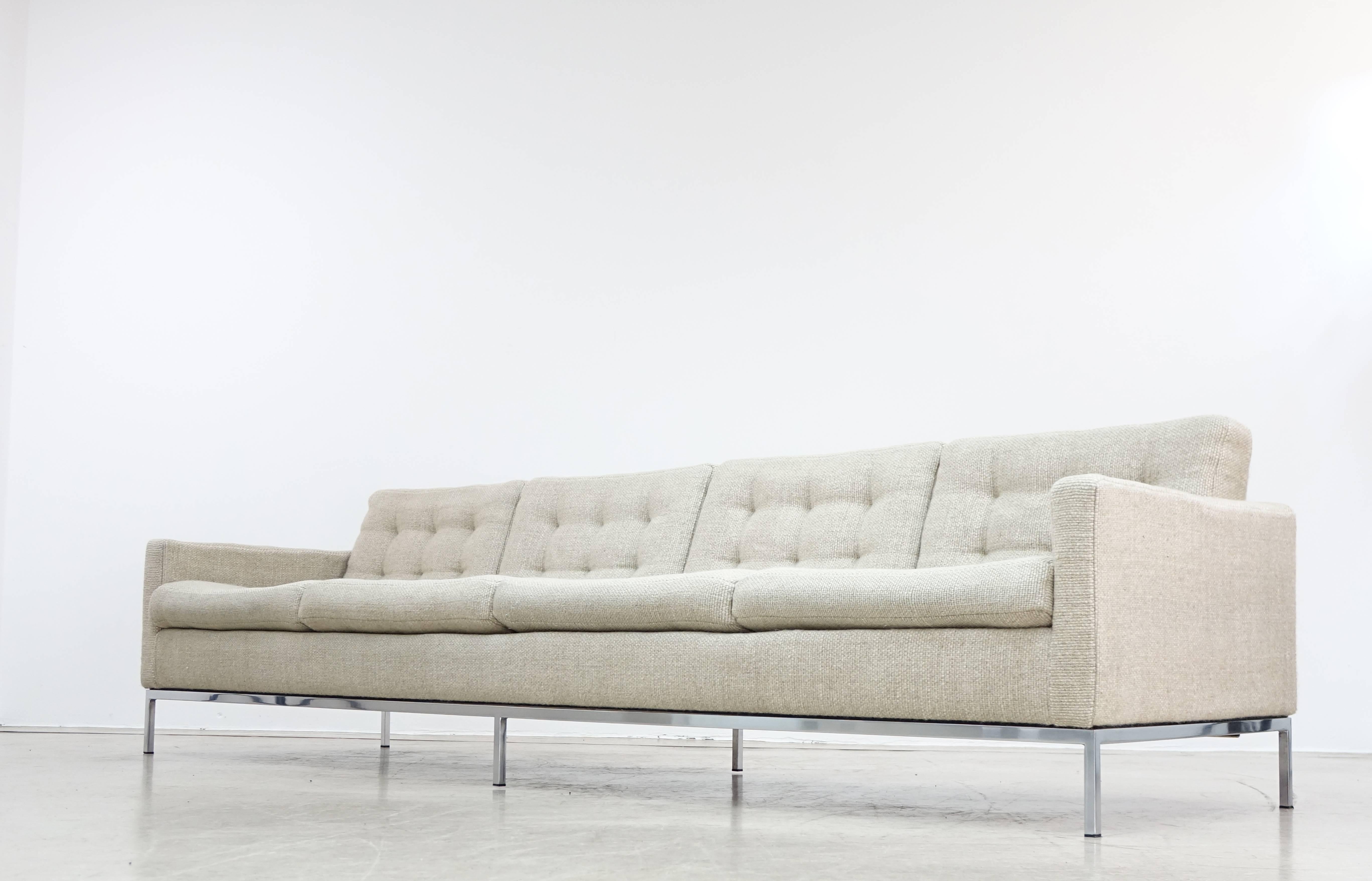 Designer: Florence Knoll 
by Knoll International.
Modell: 3207C.
Custom-made as four-seat sofa by Knoll in 1966.

Fabric - Marroko sand K935/00 / original invoice dated 1966 comes with it.
 