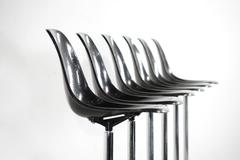 Charles Eames Rare Set of Barstool Chair 1969 for Herman Miller Darkbrown Fiber