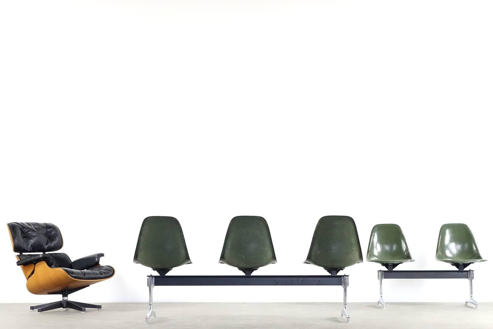 American Charles & Ray Eames Three-Seat Shell Tandem for Herman Miller Vitra