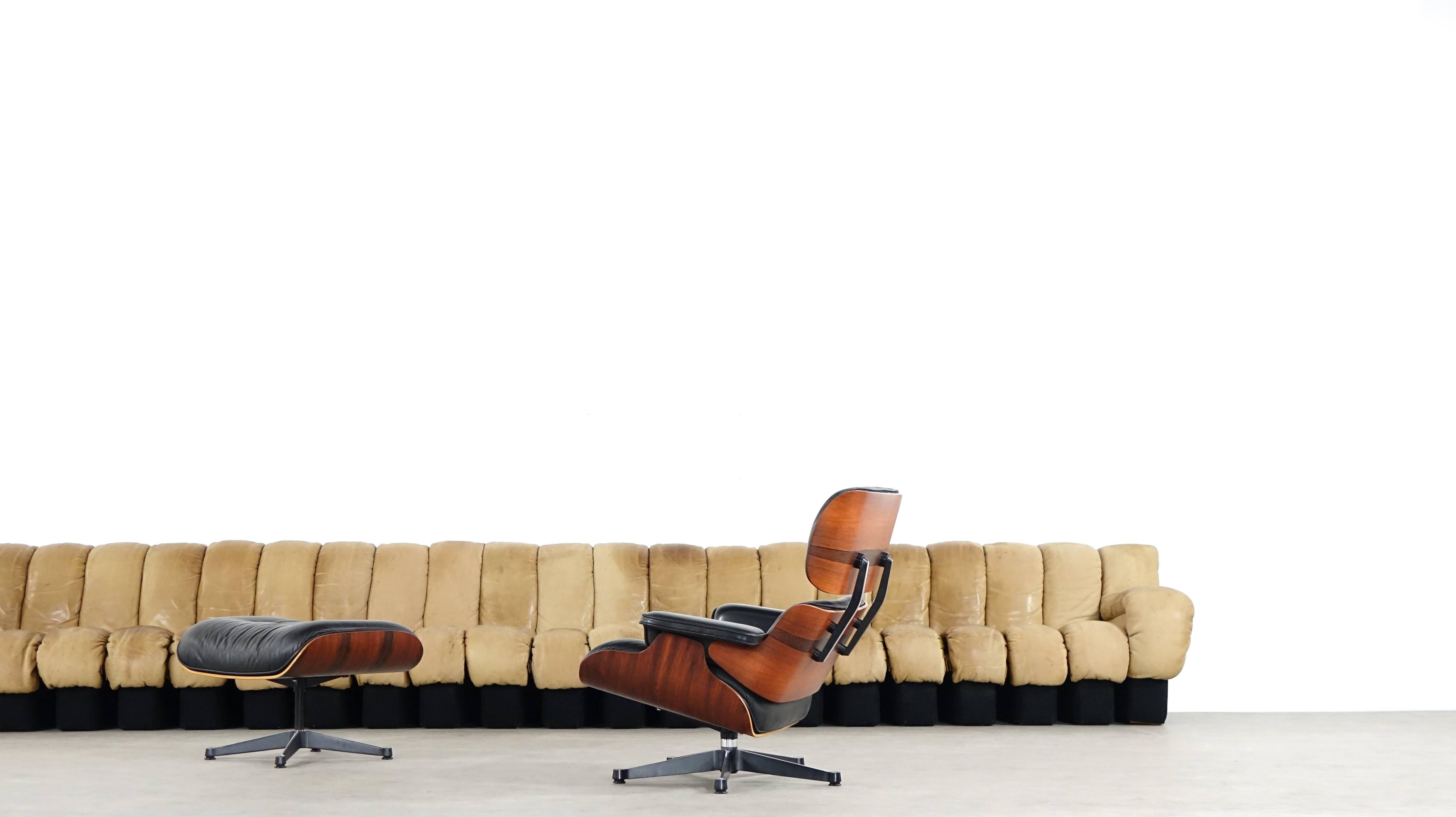 Swiss De Sede DS 600 Sofa by Ueli Berger and Riva, 1972 Cognac Leather 25 Elements