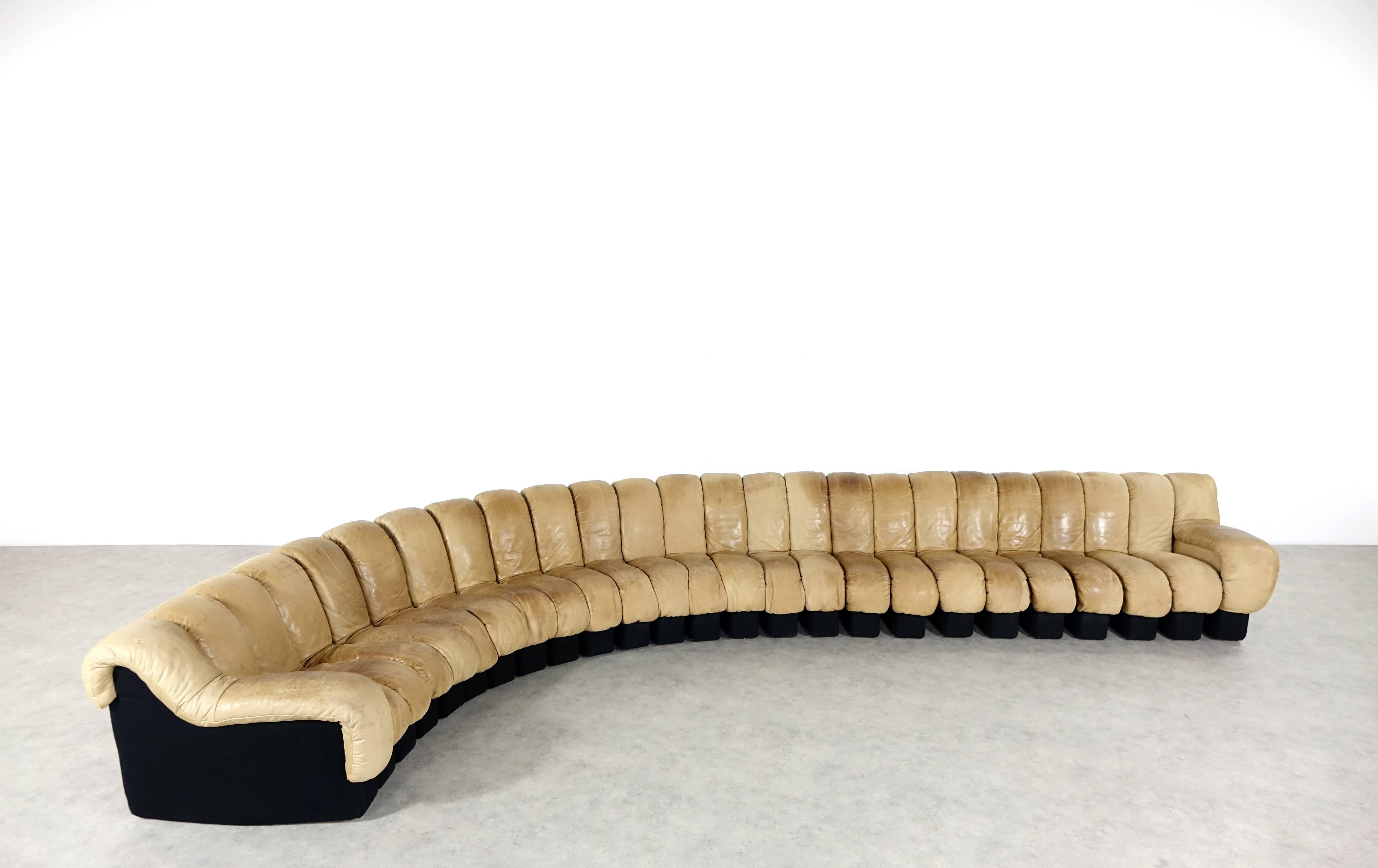 De Sede DS 600 Sofa by Ueli Berger and Riva, 1972 Cognac Leather 25 Elements 1