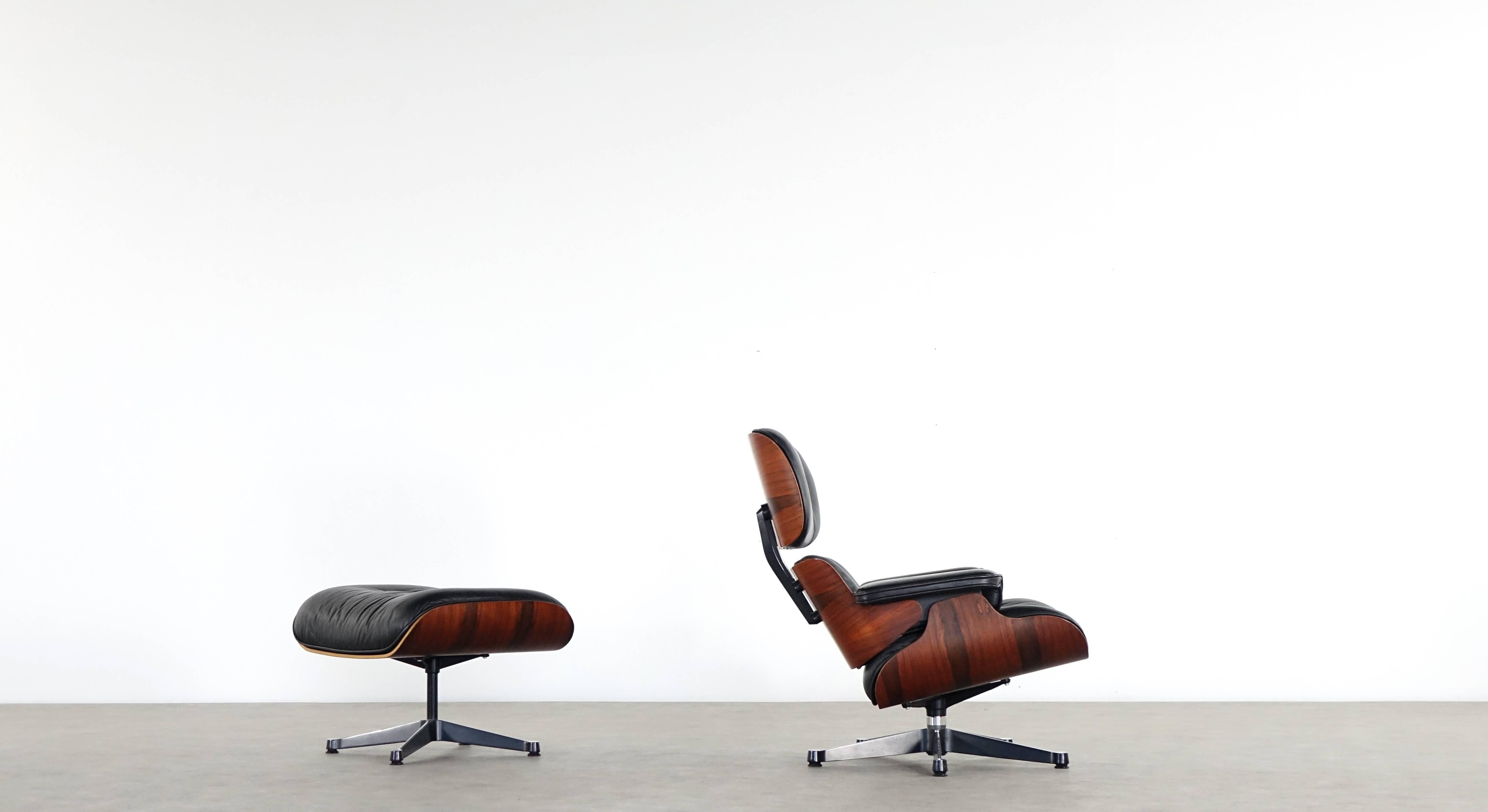 Vitra Charles Eames Lounge Chair and Ottoman in Rio Rosewood Herman Miller 1