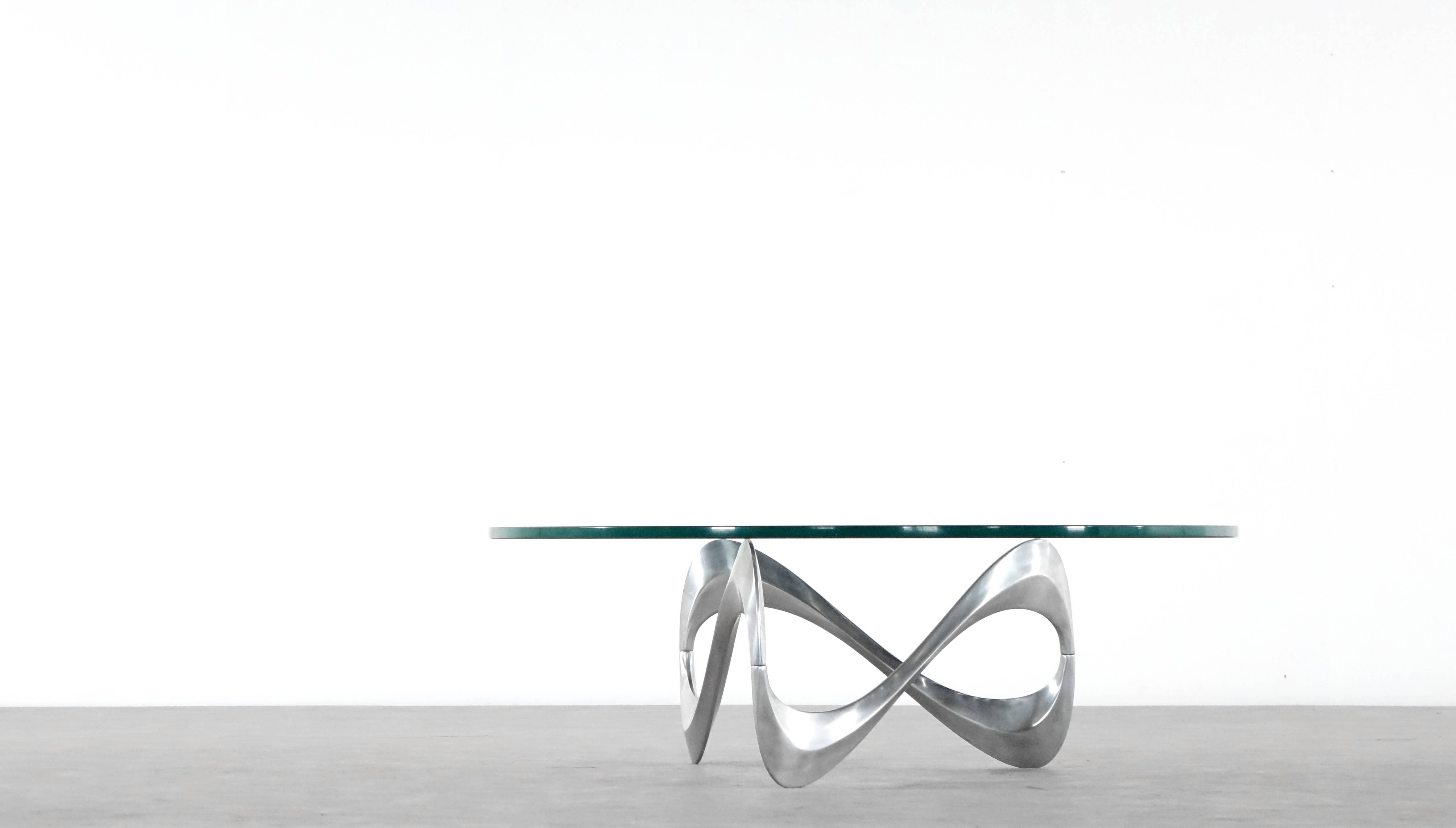 Knut Hesterberg Aluminum & Glass Snake Table, Germany, 1965 for Ronald Schmitt 1