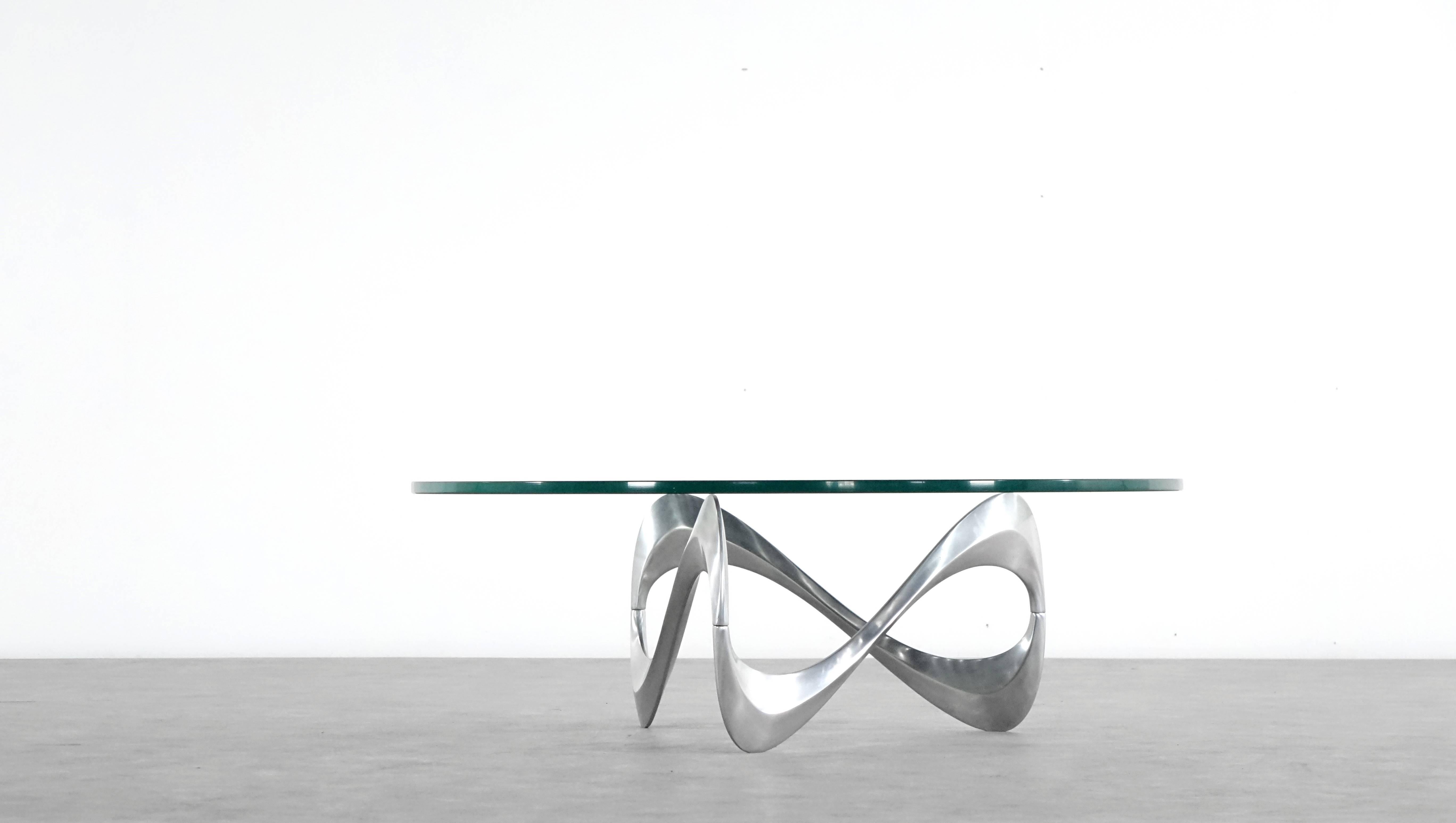 Knut Hesterberg Aluminum & Glass Snake Table, Germany, 1965 for Ronald Schmitt 5