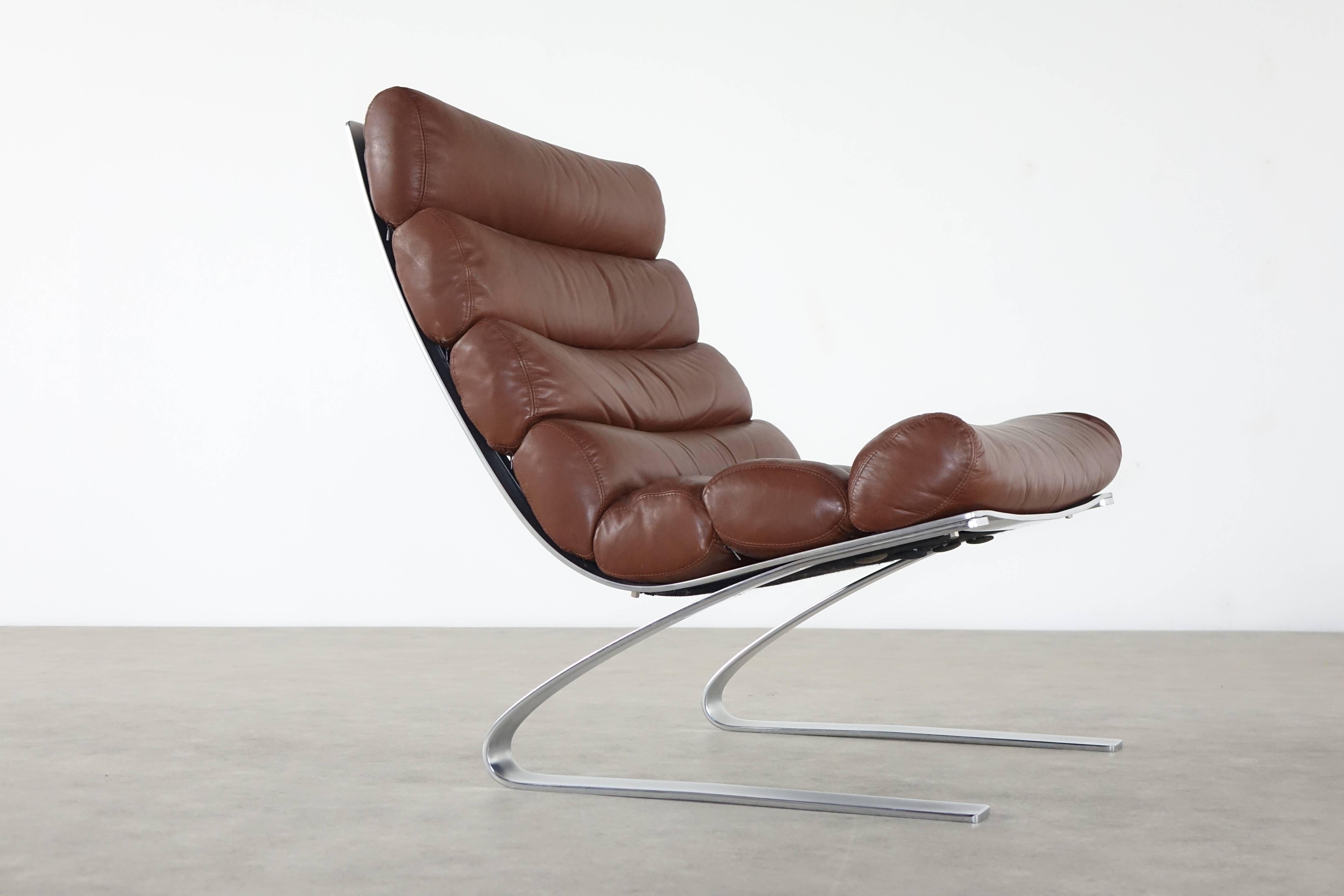 COR Sinus Easychair Lounge Chair, 1976 by Reinhold Adolf in Chocolate Leather 1