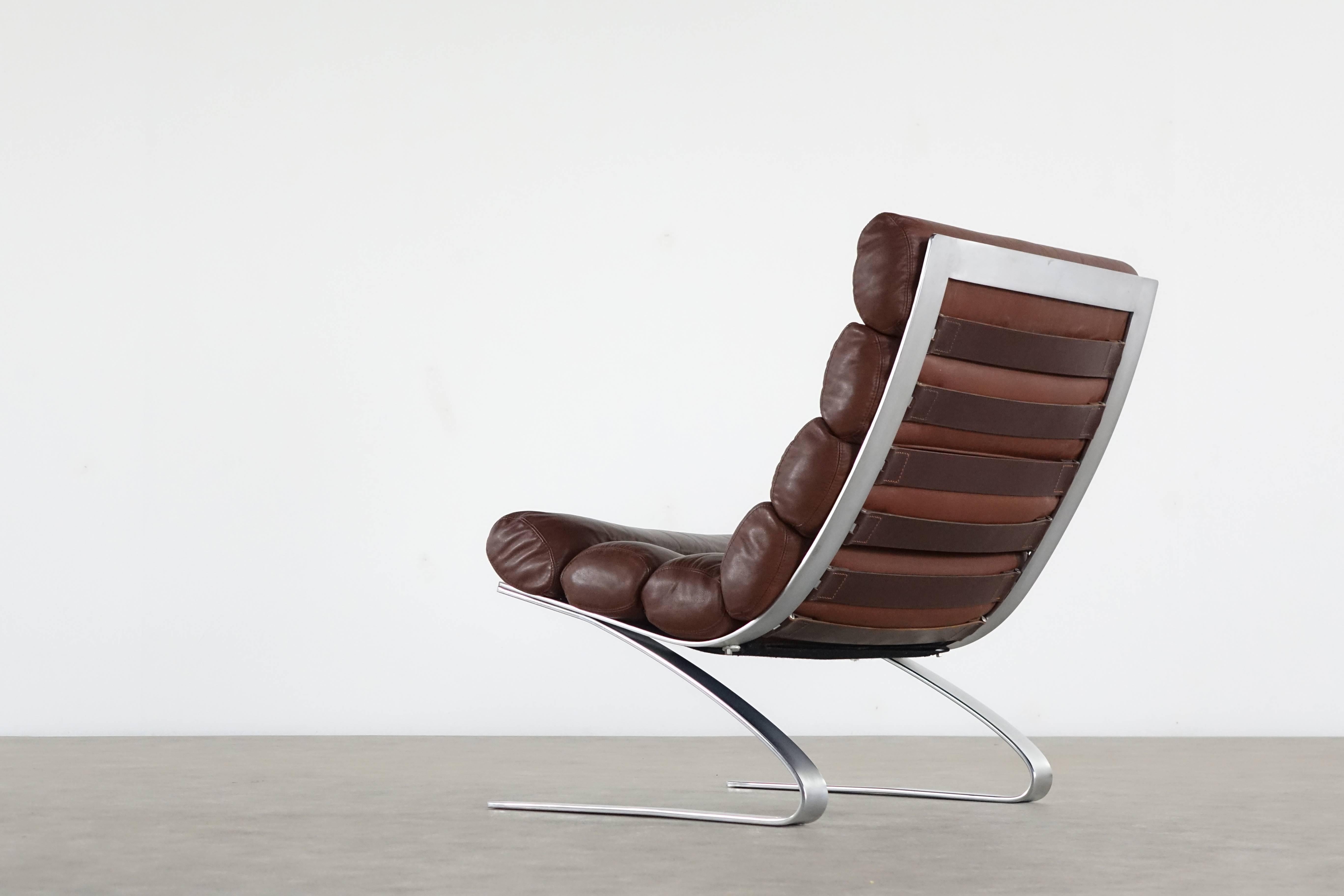German COR Sinus Easychair Lounge Chair, 1976 by Reinhold Adolf in Chocolate Leather