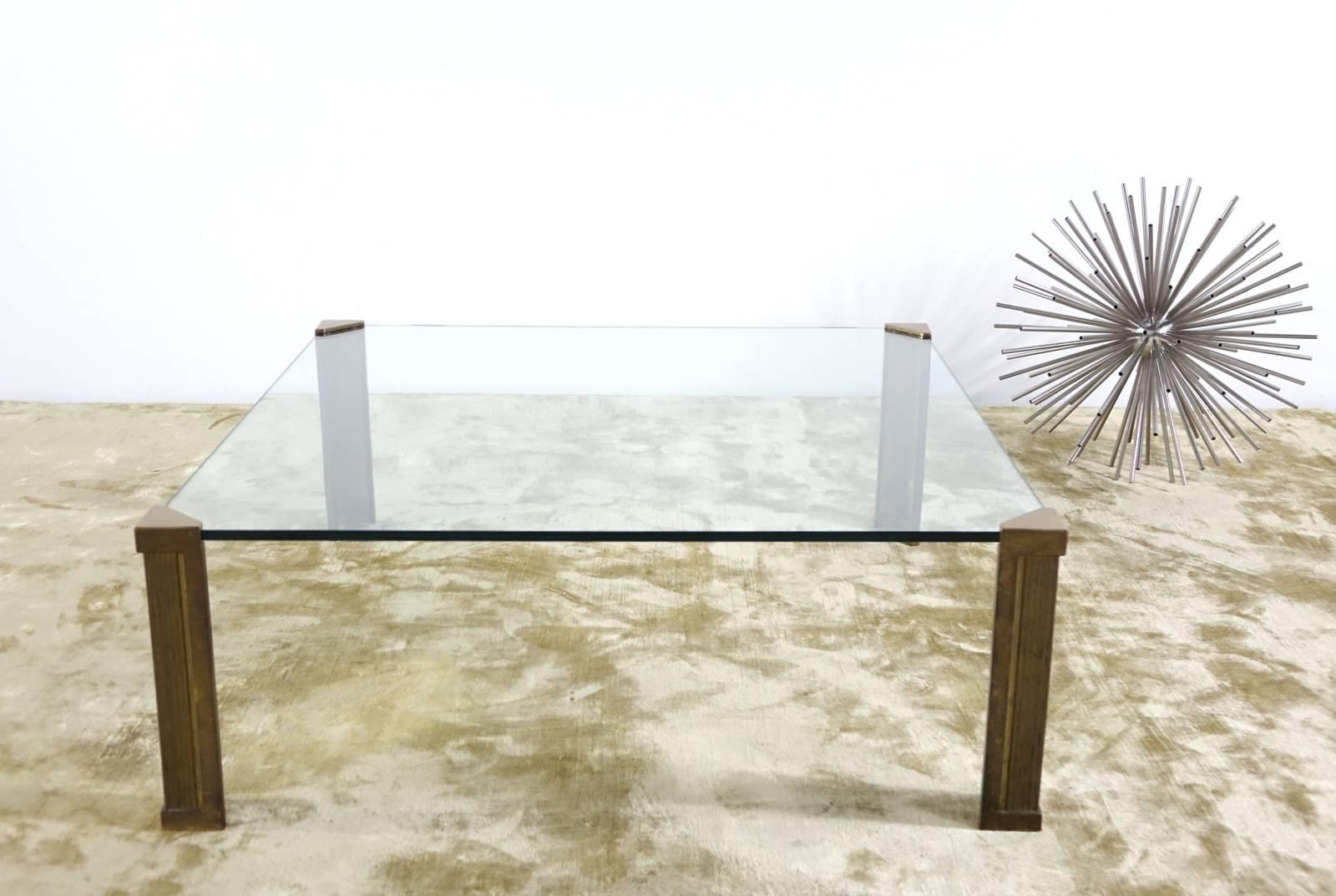 Peter Ghyczy T14 Glass Brass Coffee Table from 1970 In Good Condition In Munster, NRW