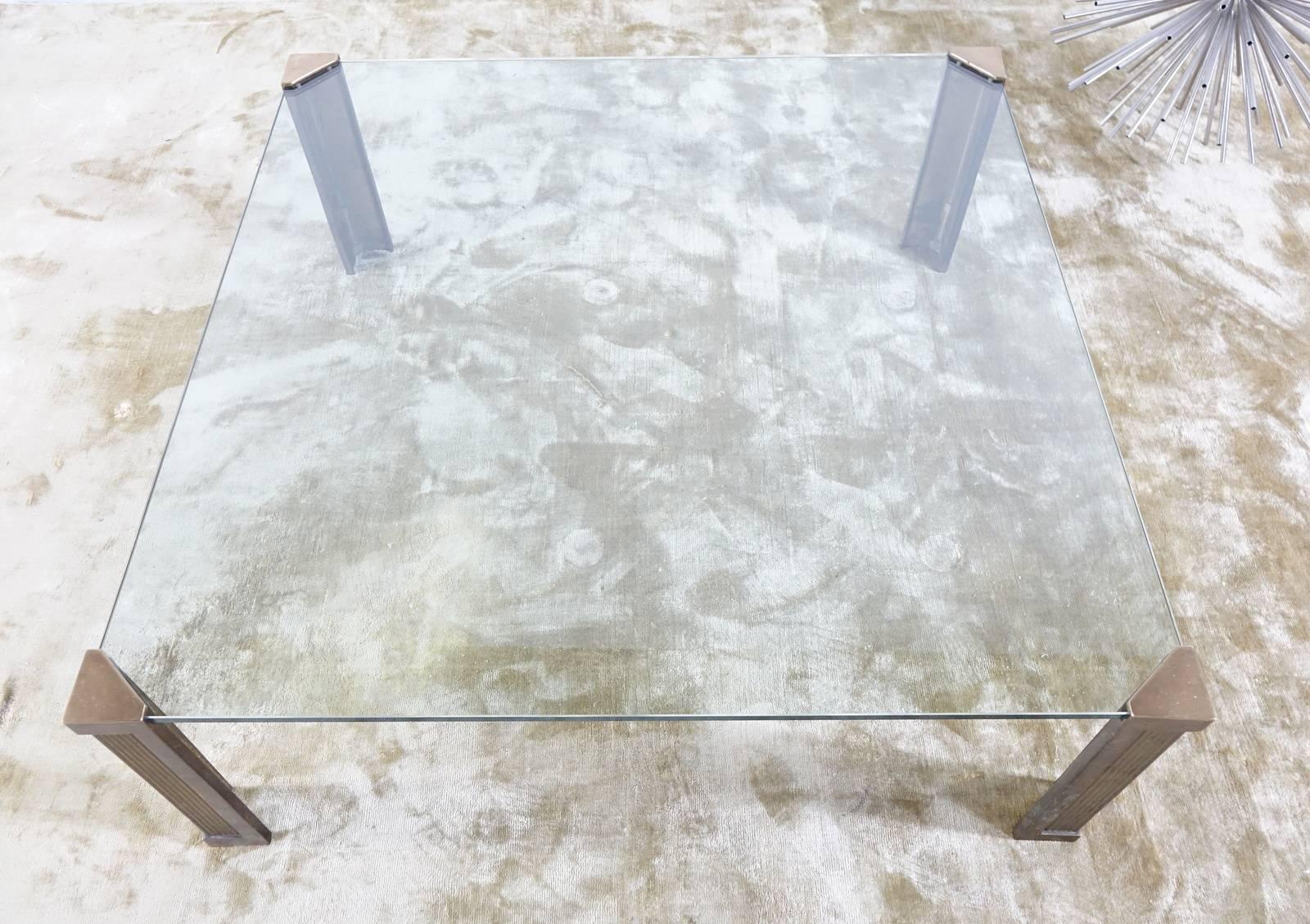 Peter Ghyczy T14 Glass Brass Coffee Table from 1970 1