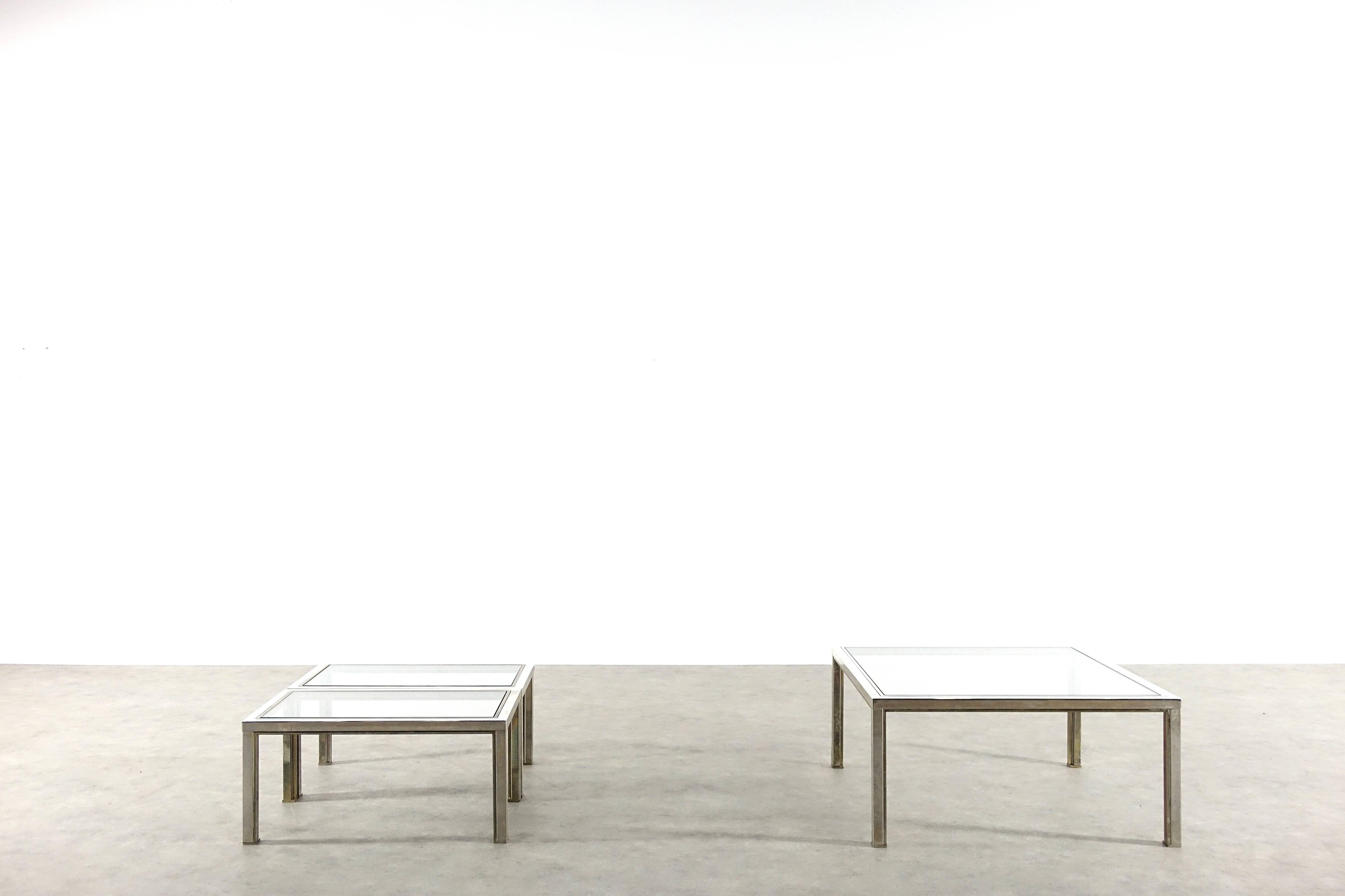 Late 20th Century Bicolor Romeo Rega Coffee Table and Side Tables, France