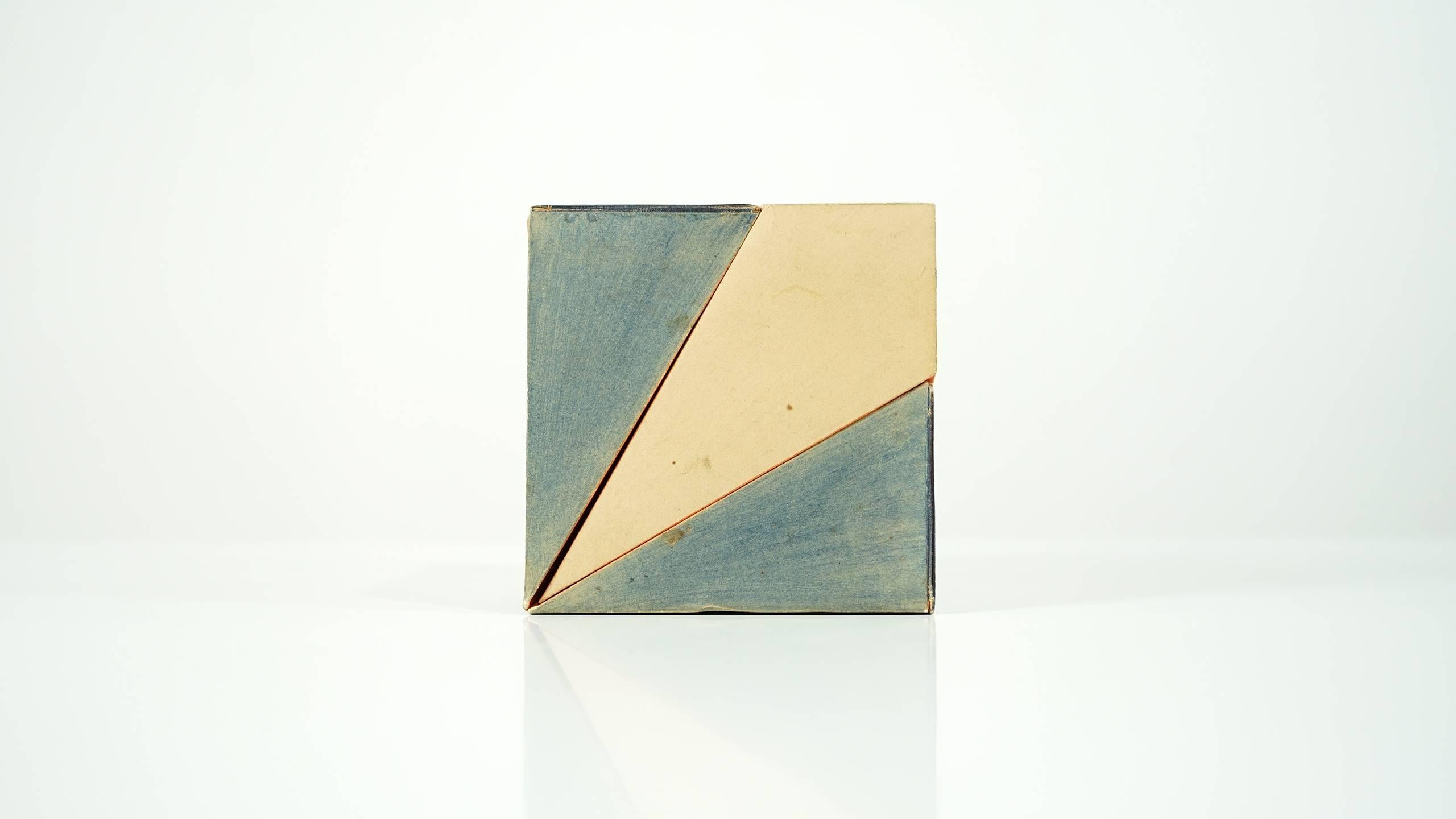 The invertible cube, signed, colored and handmade by Paul Schatz,
1898-1979. Anthroposoph, Artist & Mathematician,

(authenticity confirmed by Paul Schatz Foundation).

Measures: 12.5cm x 12.5cm x 12.5cm cardboard - extremely rare piece, dating