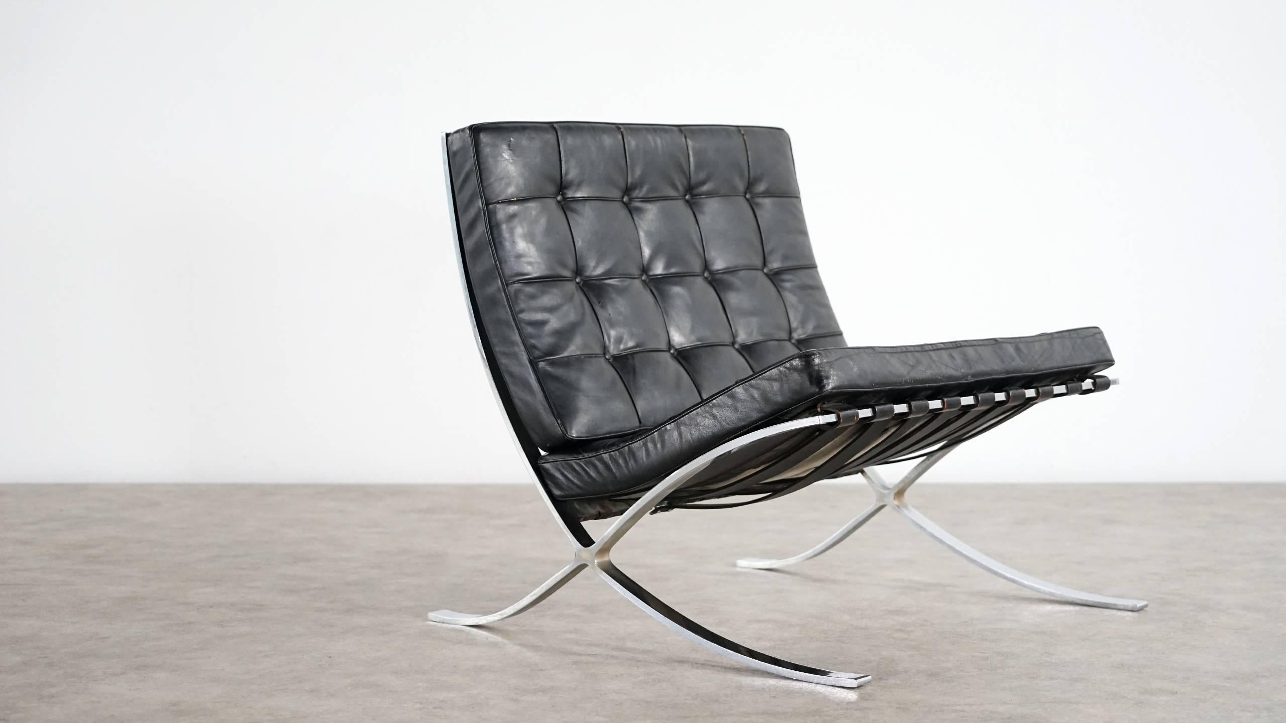 Steel Mies van der Rohe Barcelona Chair by Knoll International, Edition 1955