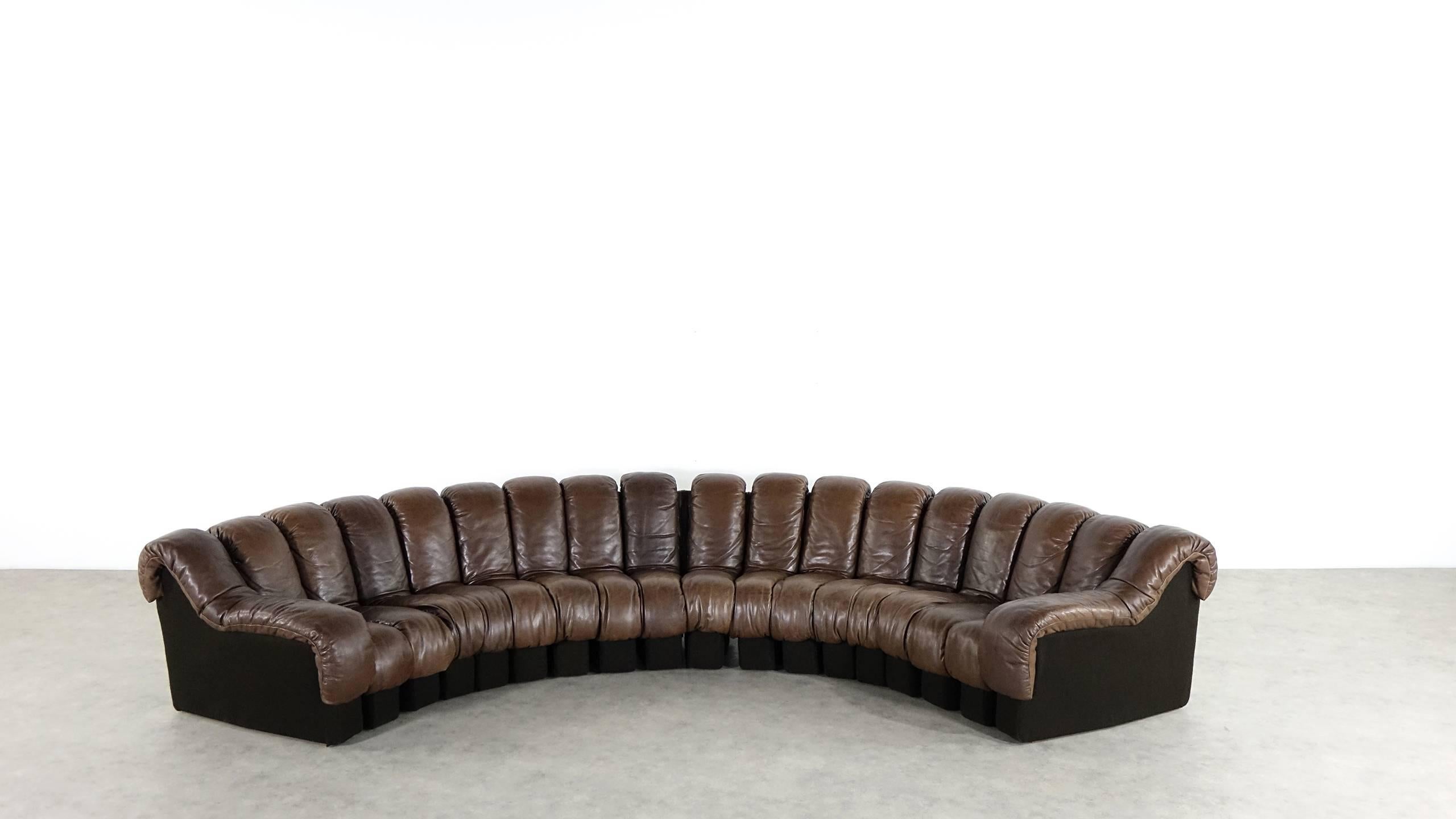 De Sede Ds 600 Sofa by Ueli Berger and Riva 1972, Chocolate Leather 18 Elements 2