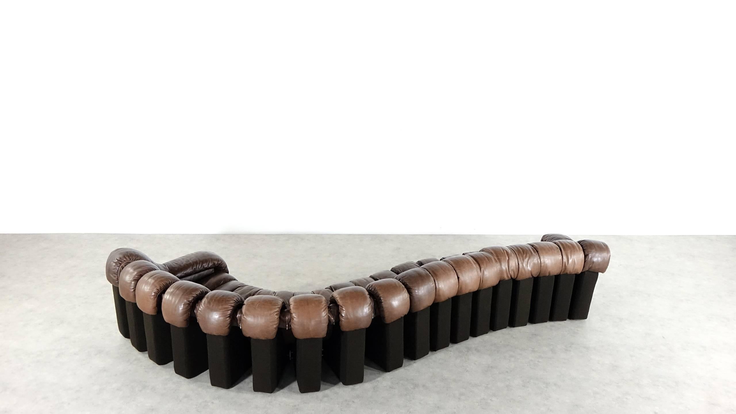 De Sede Ds 600 Sofa by Ueli Berger and Riva 1972, Chocolate Leather 18 Elements 1
