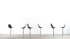 9x Charles Eames Barstool 1969 for Herman Miller/Fehlbaum Sidechair Black Fiber