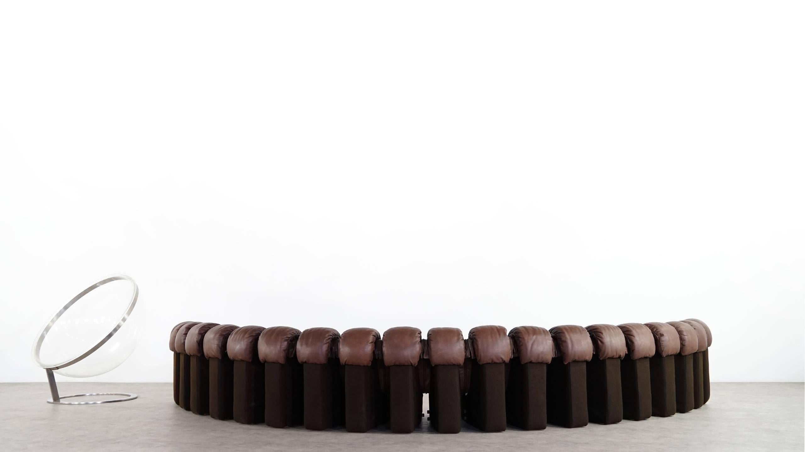 De Sede Ds 600 Sofa by Ueli Berger and Riva 1972, Chocolate Leather 20 Elements In Excellent Condition In Munster, NRW