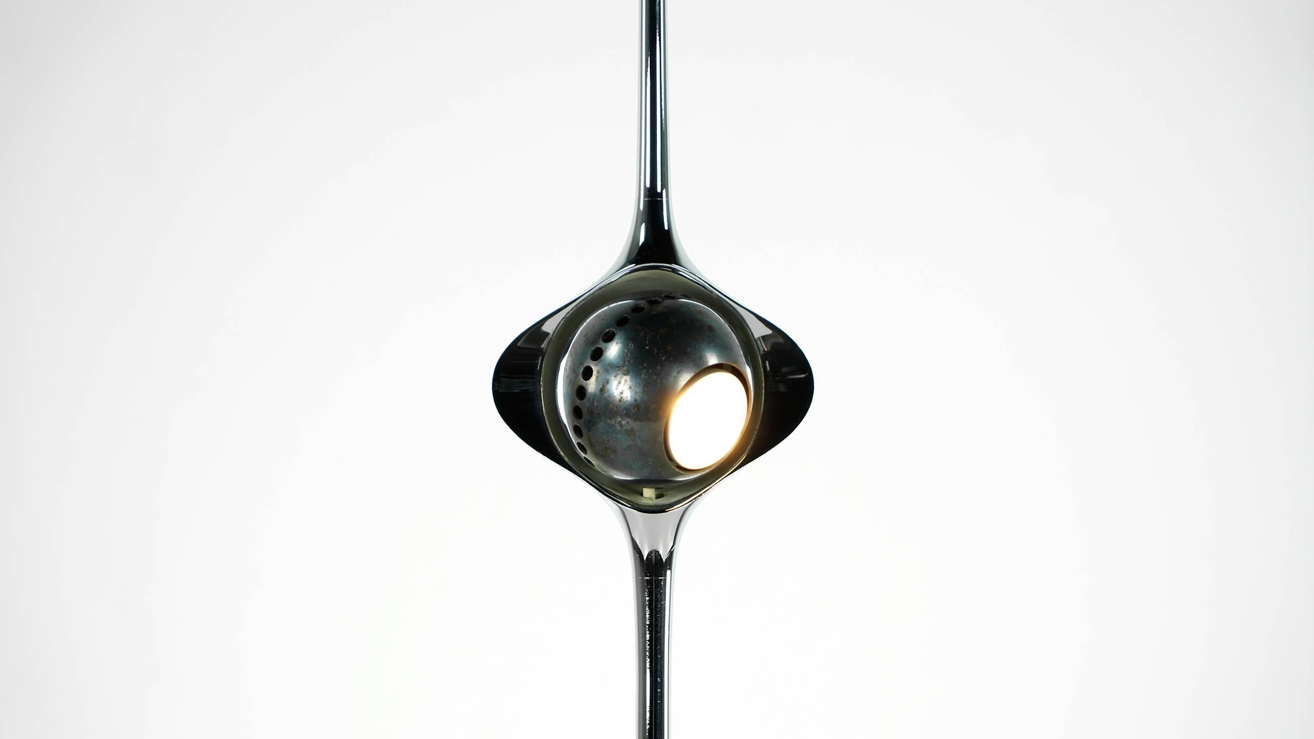 Chrome Angelo Lelli Cobra Light Sculpture, Lamp, 1964 by Arredoluce, 1st Edition