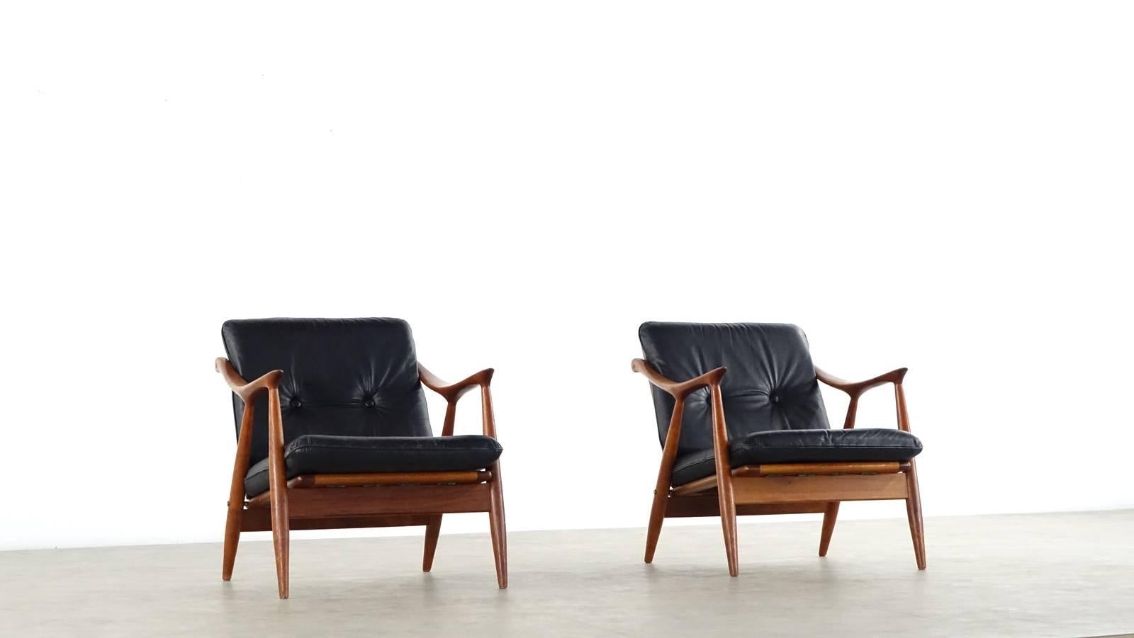 Mid-20th Century Pair Frederik Kayser Lounge Chair for Vatne Norway