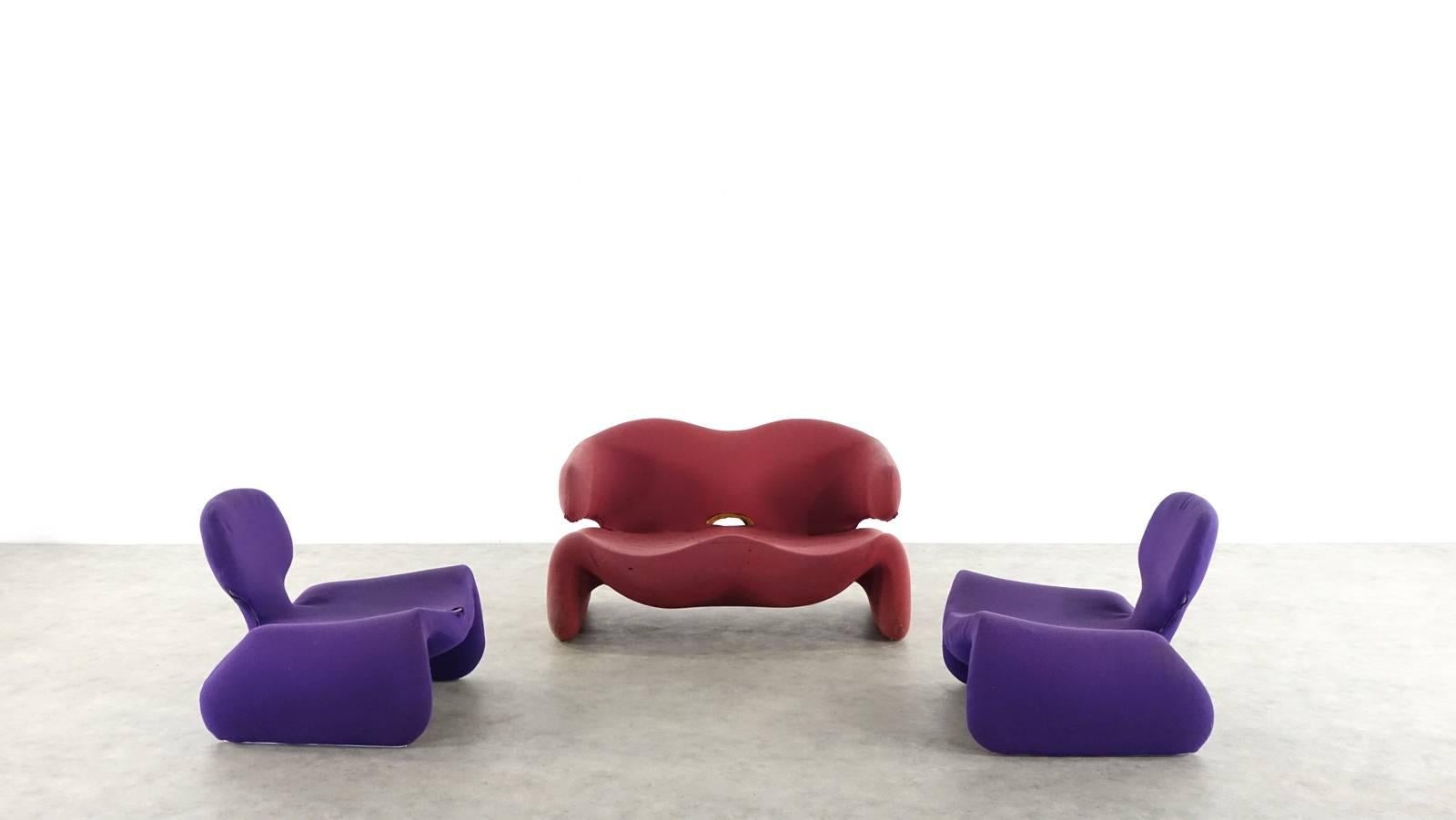 Airborne Djinn Seating Group Design Olivier Mourgue Stanley Kubrick Odysse, 2001 In Distressed Condition In Munster, NRW