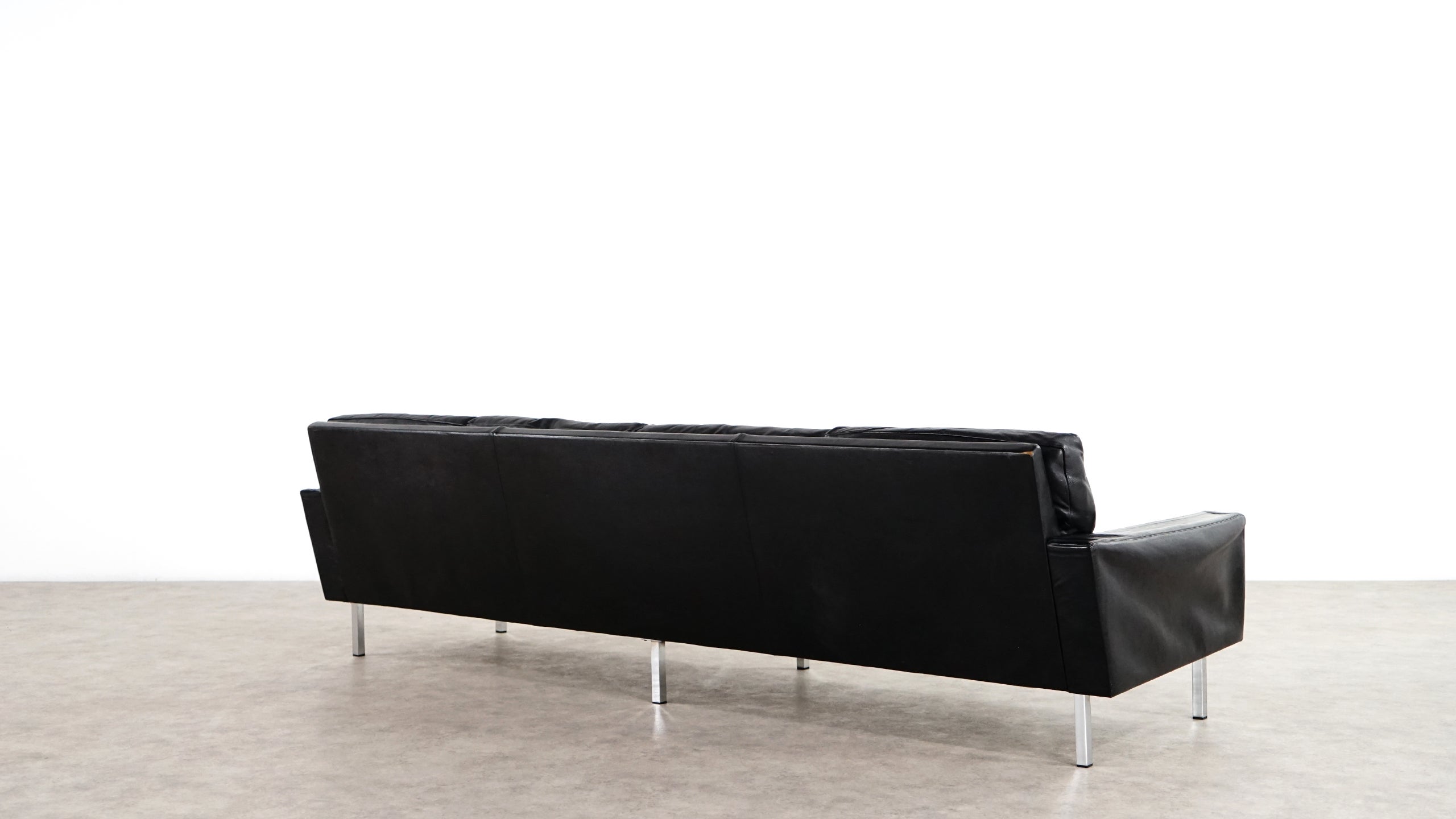 George Nelson Loose Cushion Four Seat Leather Sofa, 1962 By Herman George Nelson Loose Cushion Four Seat Leather Sofa, 1962 By Herman