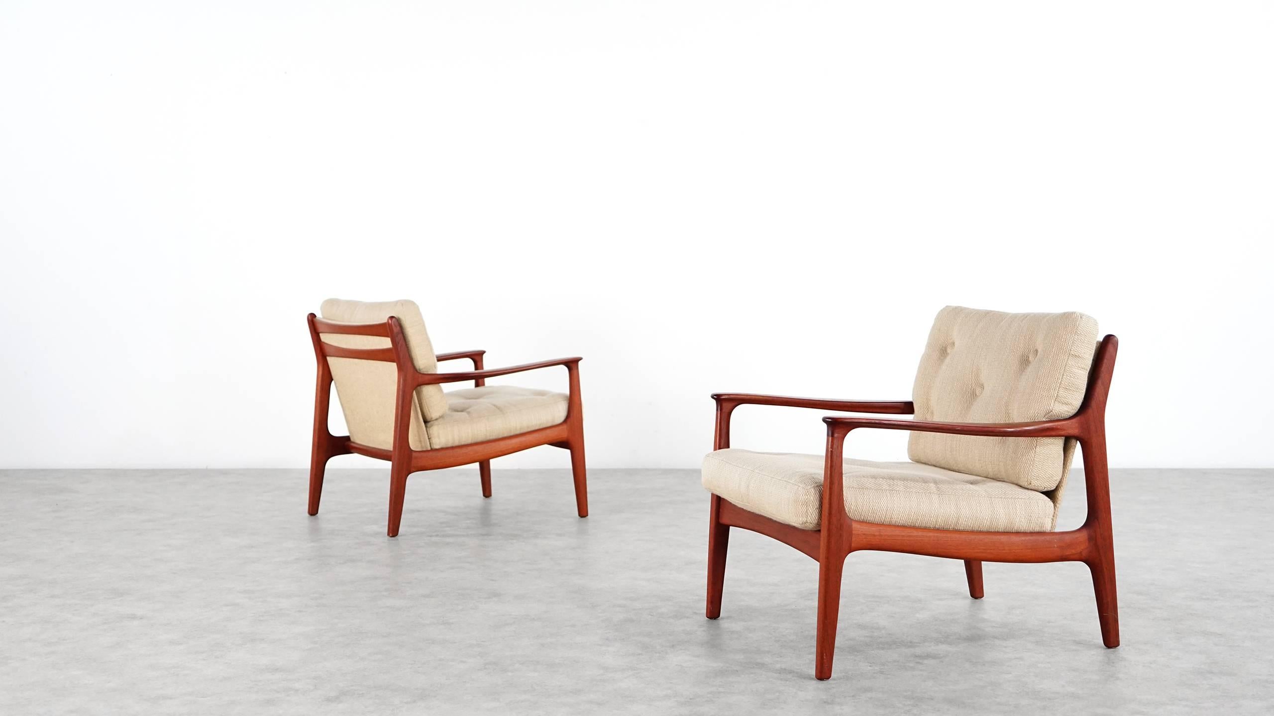 Eugen Schmidt Two Teak Lounge Chair by Soloform, Germany, Handcrafted 2