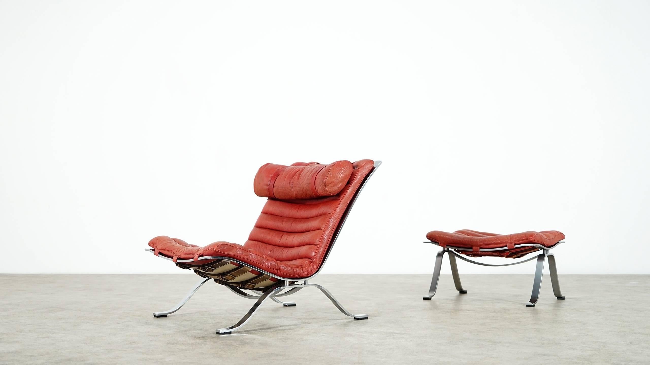 Scandinavian Modern Arne Norell, Ari Lounge Chair and Ottoman, 1966 or Norell Möbel, Aneby Sweden