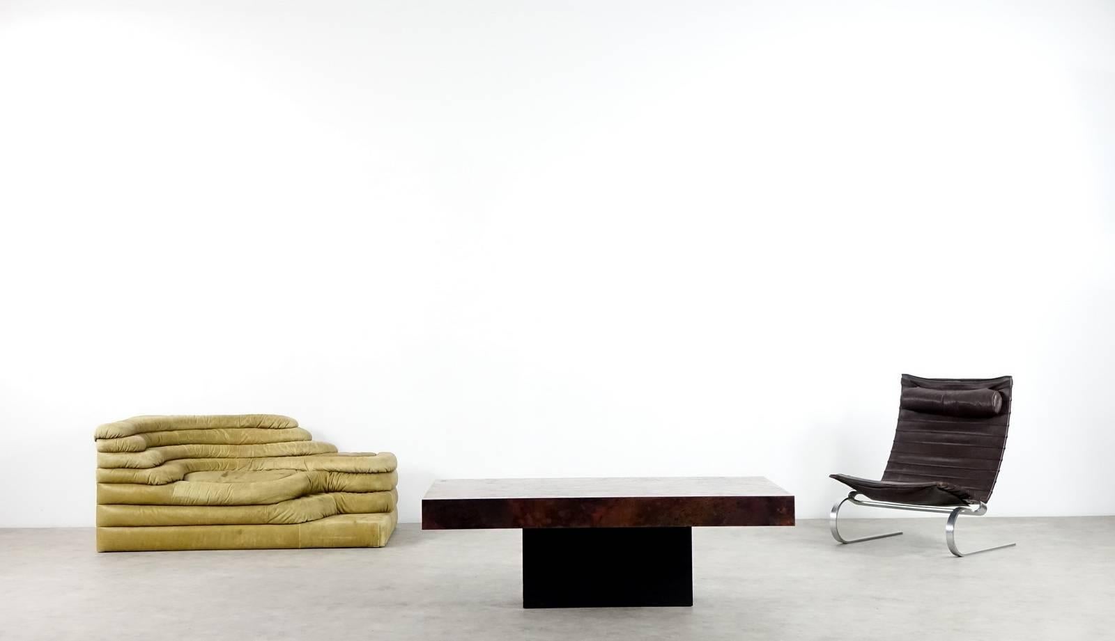Mid-20th Century Etched Copper Coffee Table Signed circa 1970 in the Style of Bernhard Rohne