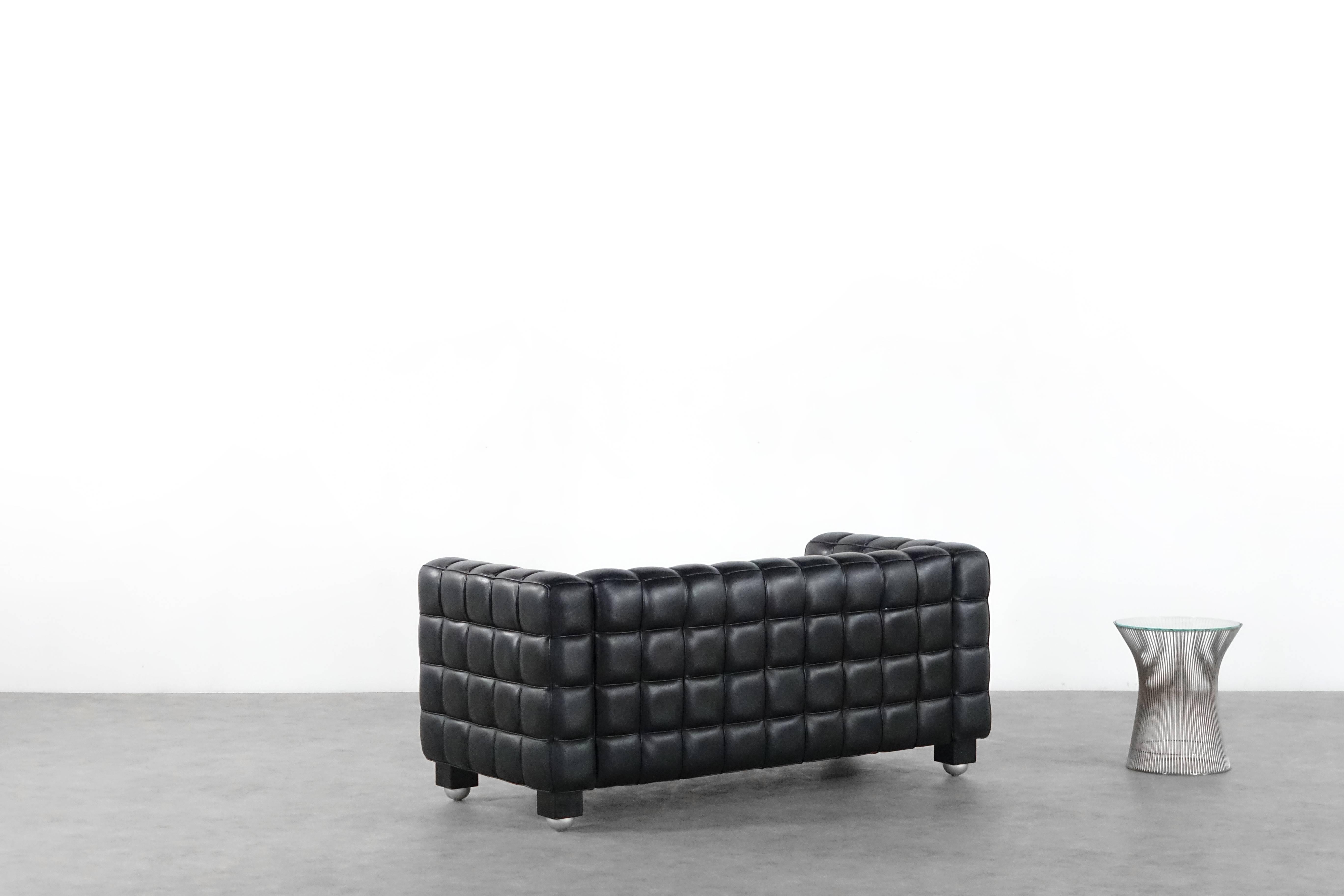 Josef Hoffmann Kubus Sofa, Wittmann Austria Design, 1910, Bauhaus Leather  1