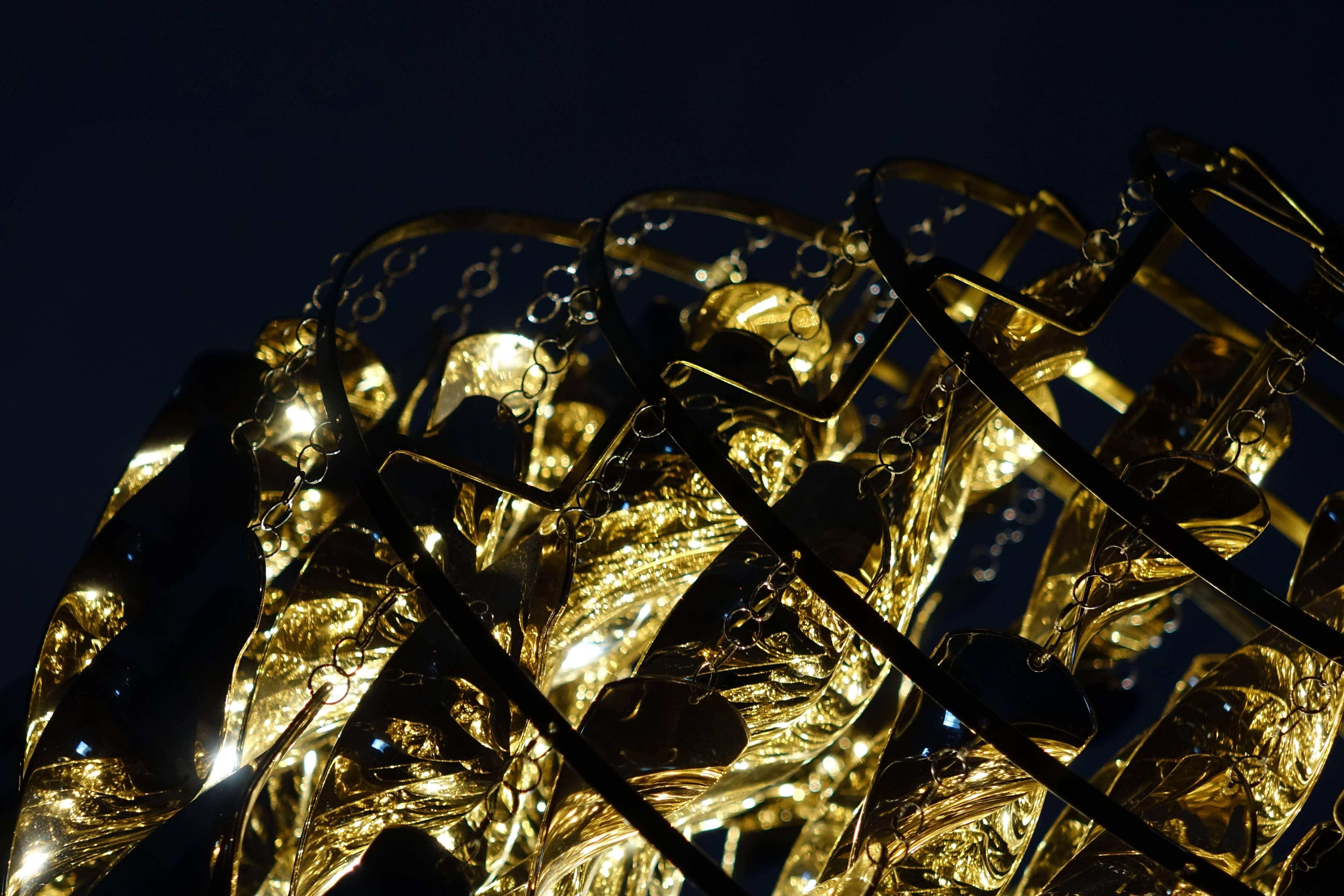 Mid-20th Century Verner Panton 1969, Spiral Gold Verpan Chandelier, Fun Lamp