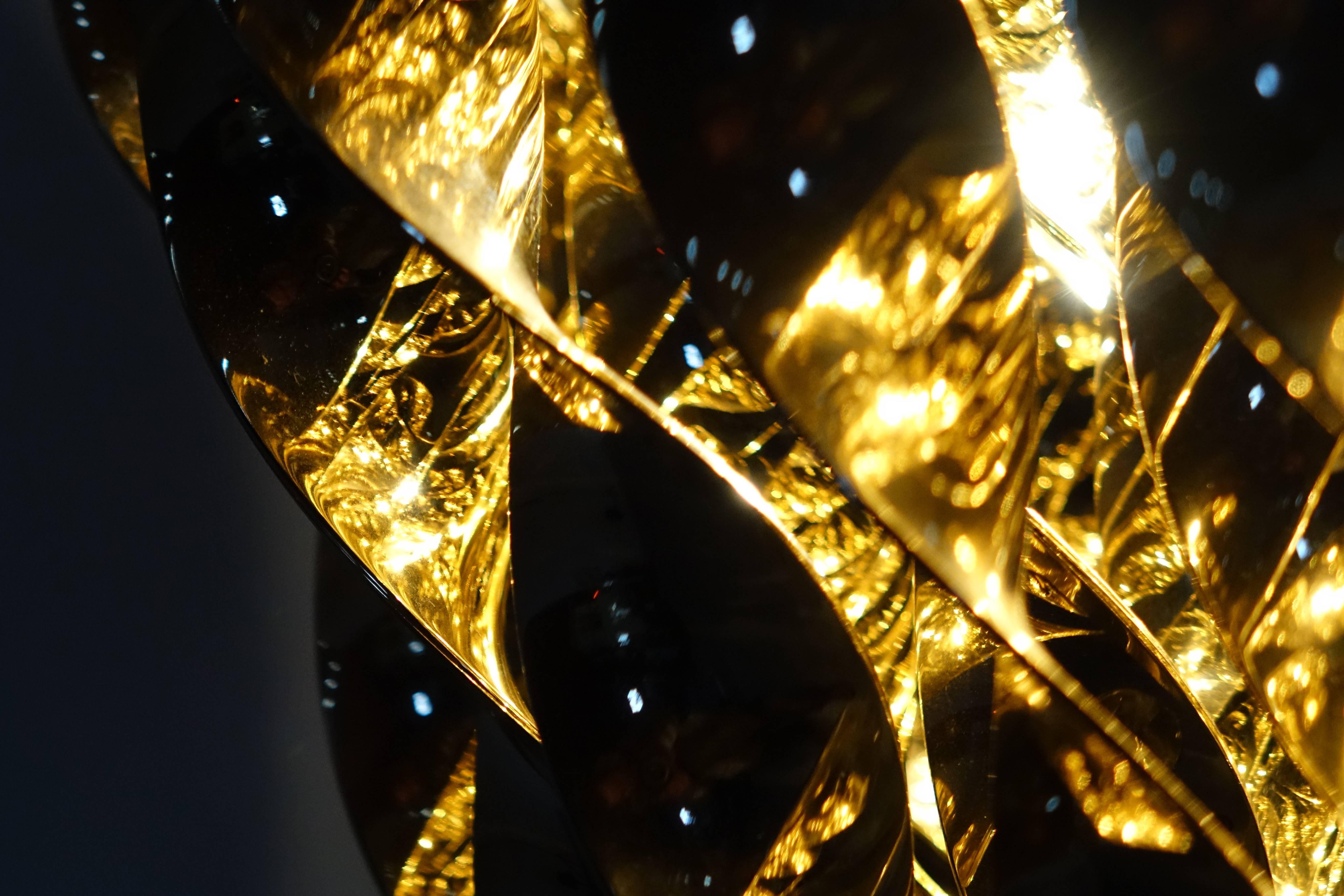 Verner Panton 1969, Spiral Gold Verpan Chandelier, Fun Lamp 1